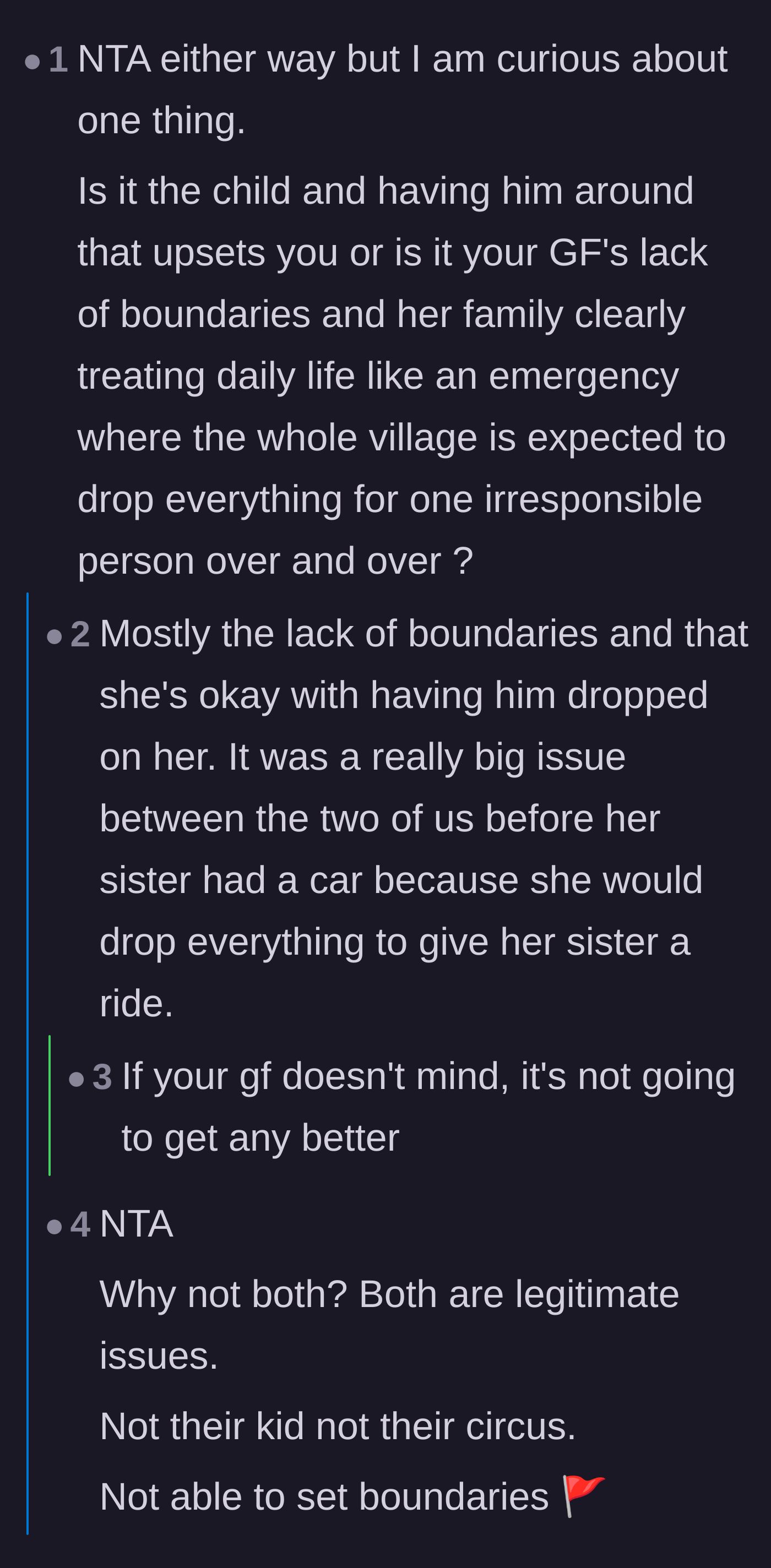 Comment thread 4 - A nuanced discussion about the hidden dangers of dating a people-pleaser who constantly enables their toxic family members.