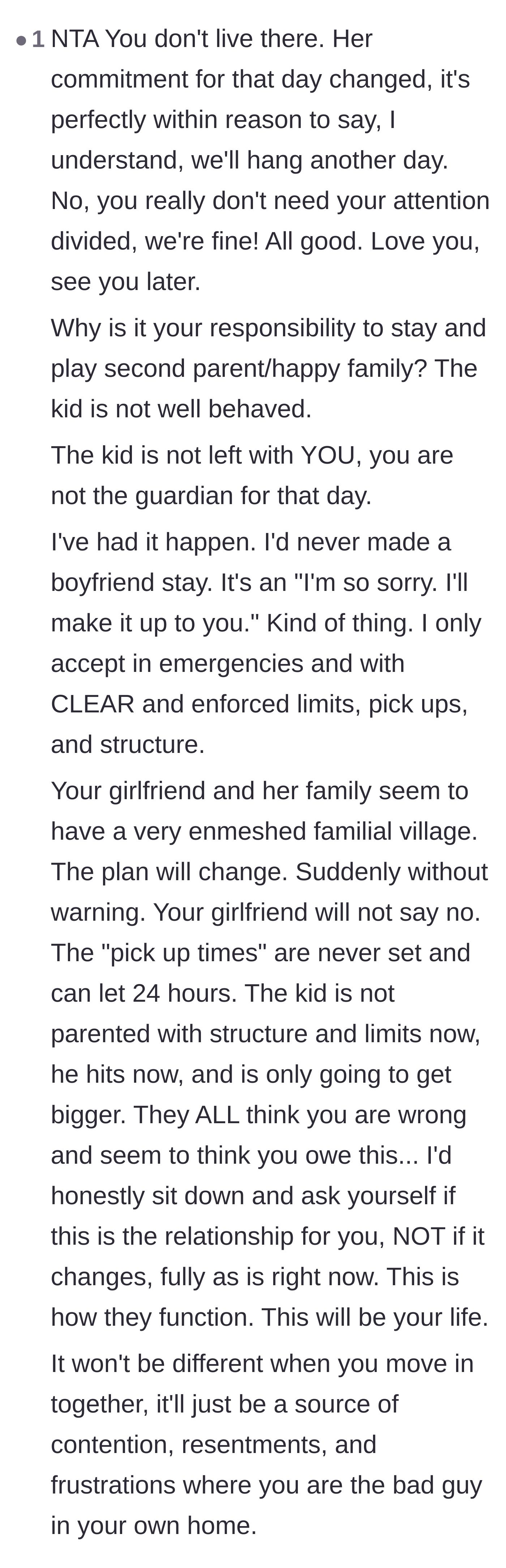 Comment thread 5 - A strong reminder that the narrator is not a parent or guardian and has zero obligation to stay for a forced family dynamic.