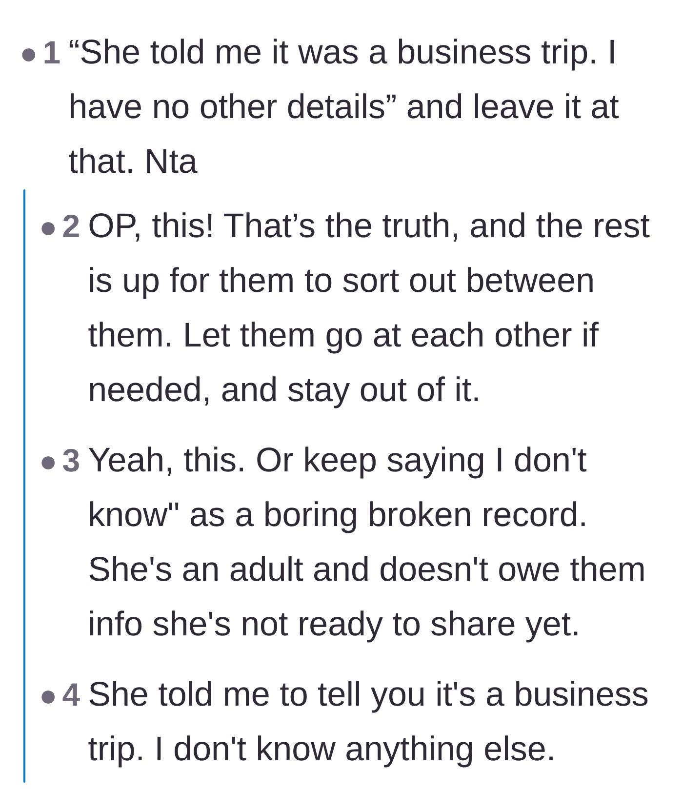 Comment thread 2 - Advice on using a bland, repetitive response to shift the burden back to where it belongs.