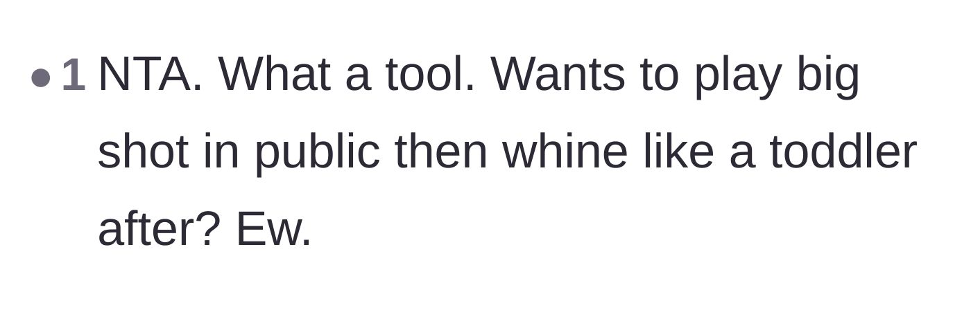 Comment thread 6 - A blunt summary calling out the brother-in-law for acting like a big shot in public but whining in private.