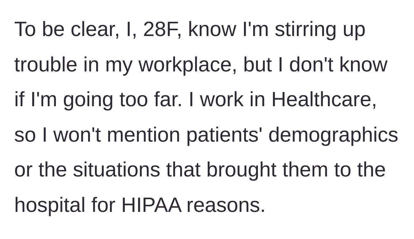 Story part 1 - A healthcare worker introduces her ethical dilemma regarding hospital privacy laws.