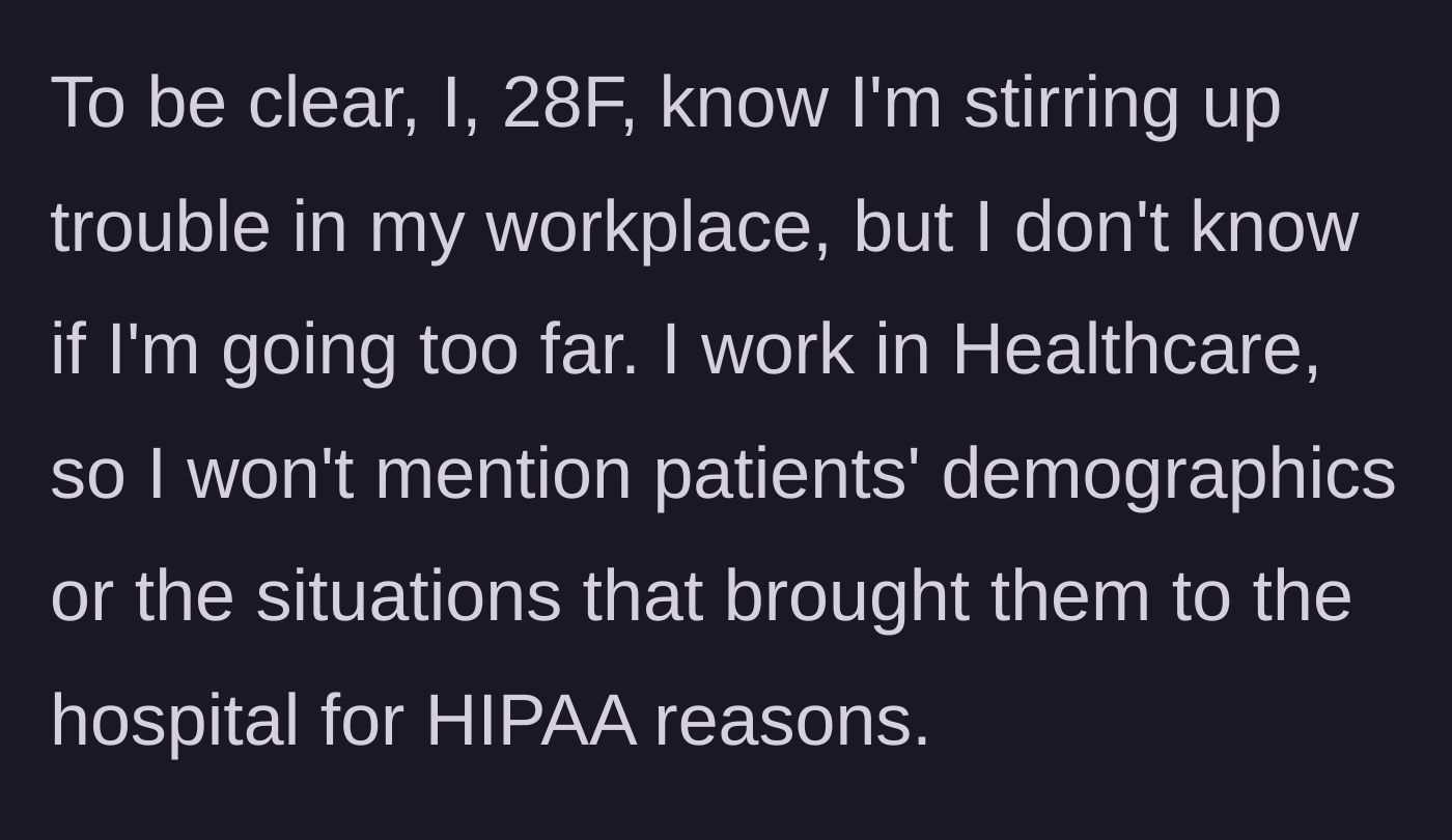 Story part 1 - A healthcare worker introduces her ethical dilemma regarding hospital privacy laws.