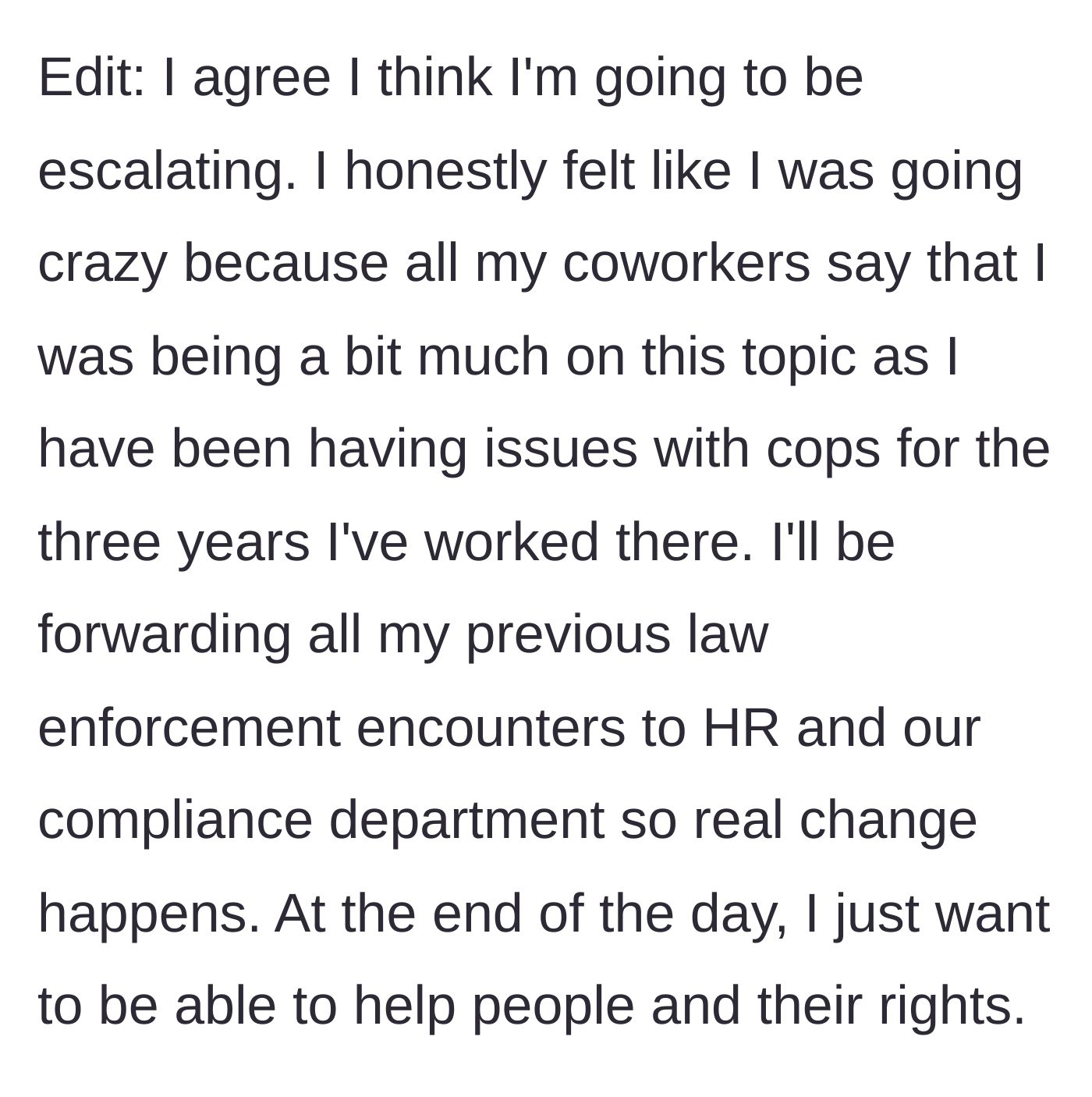 Story part 8 - An update where the narrator resolves to escalate the issue to HR and compliance.