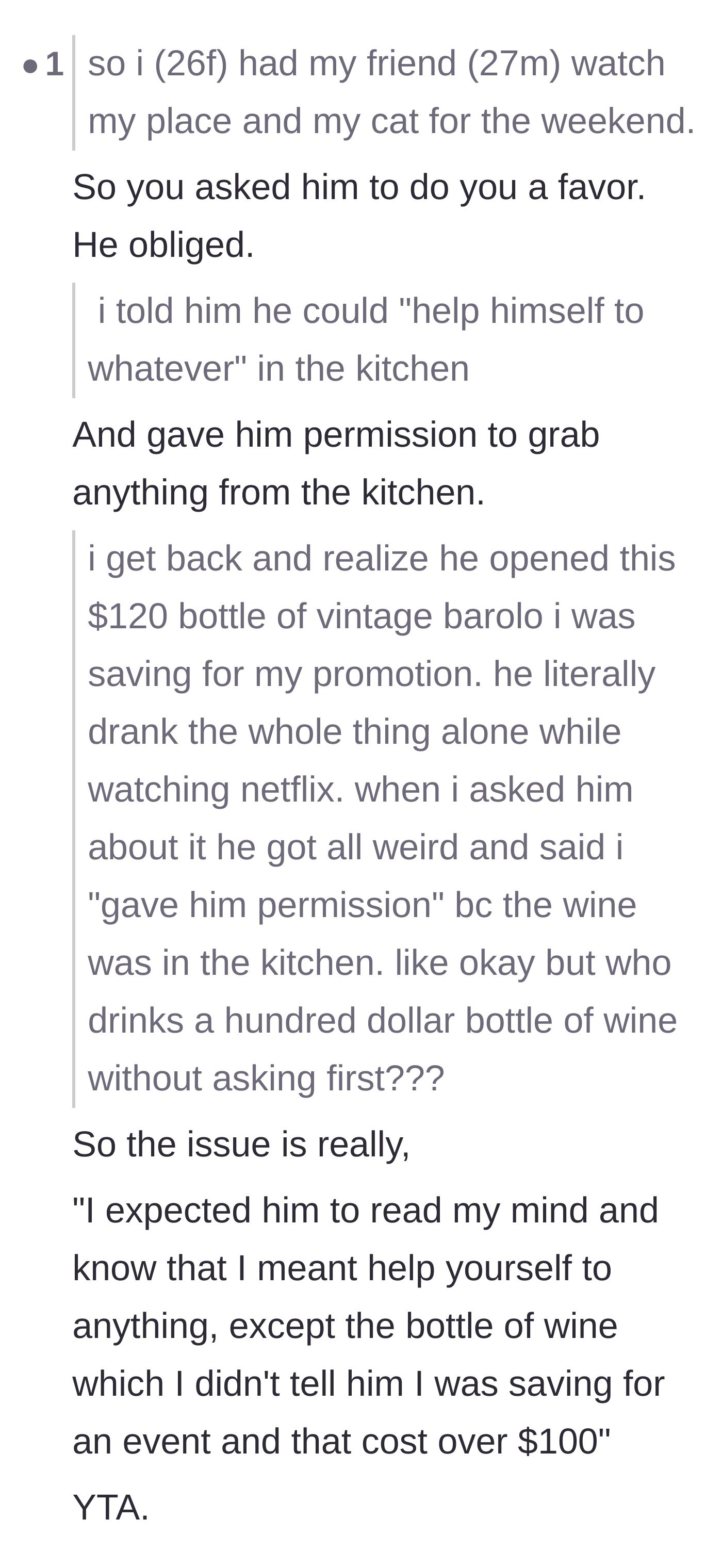Comment thread 4 - A step-by-step breakdown of the host's logic, highlighting her unreasonable expectation of mind-reading.