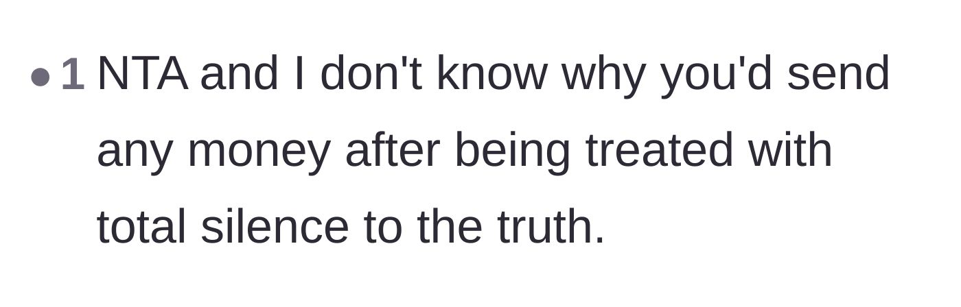 Comment thread 3 - A reader bluntly questioning why the veteran still contributed financially after the disrespectful silence.