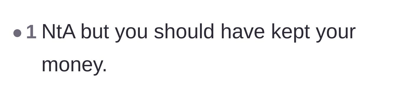 Comment thread 5 - A brief comment validating the veteran but urging him to keep his cash.