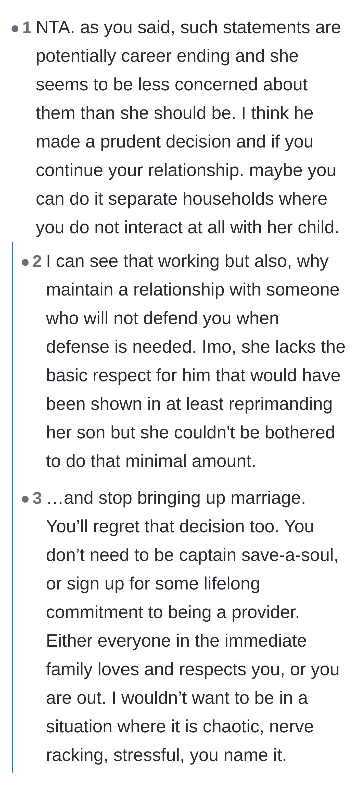 Comment thread 6 - A debate on whether the relationship could have been salvaged by living separately, ultimately concluding the lack of respect was a dealbreaker.