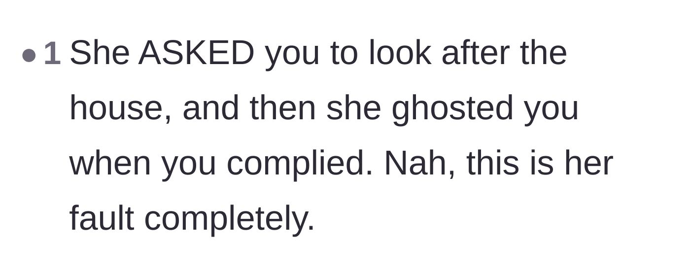 Comment thread 5 - Blaming the homeowner entirely for asking for a favor and then completely ghosting the neighbor.