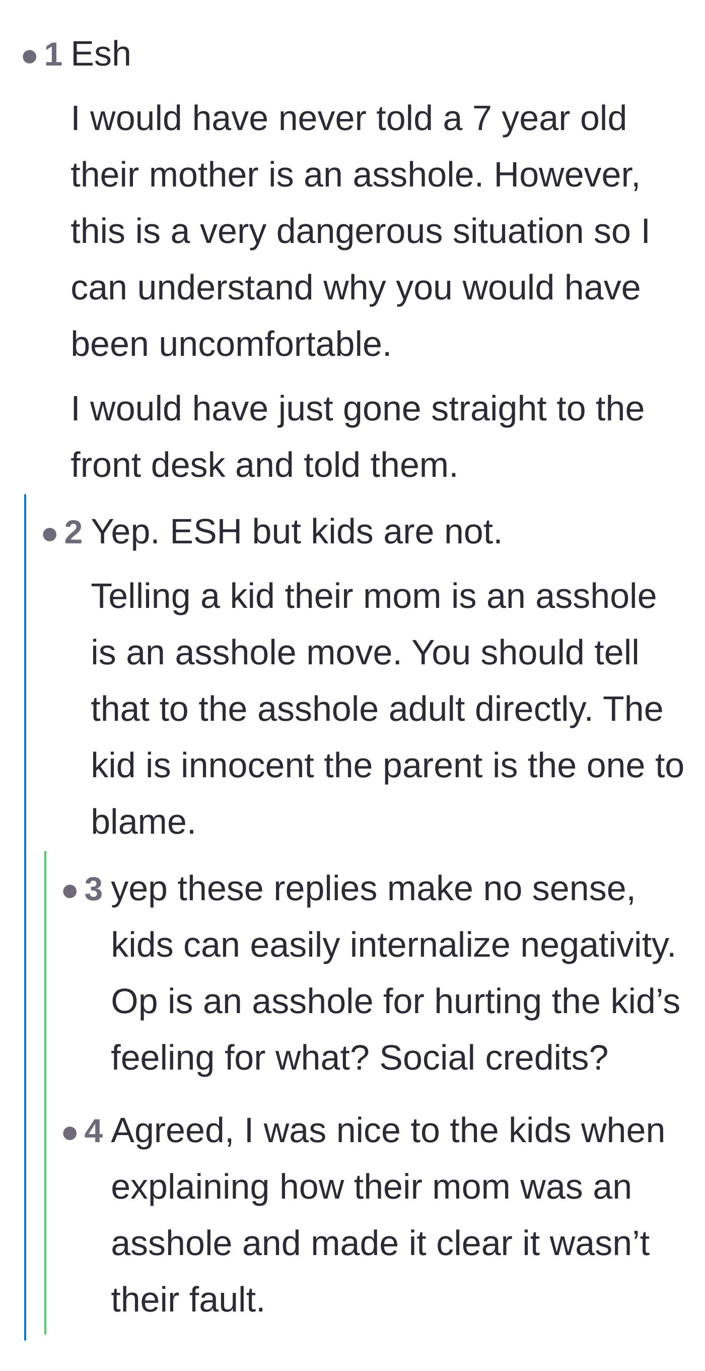 Comment thread 6 - A consensus that everyone involved was in the wrong, especially for dragging an innocent child into the fight.