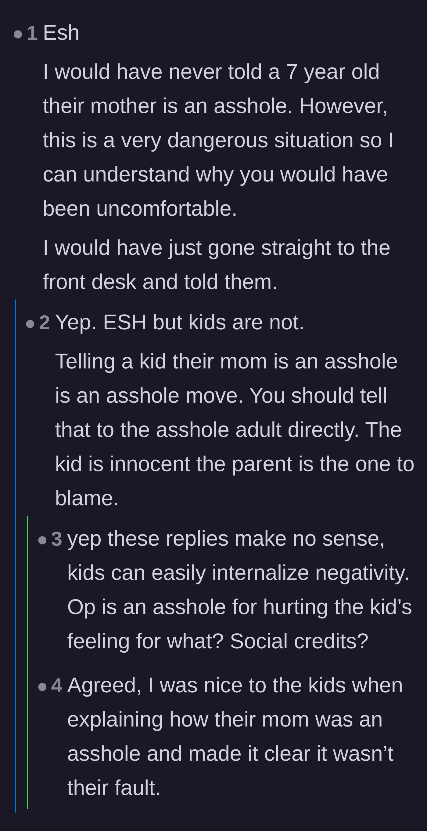 Comment thread 6 - A consensus that everyone involved was in the wrong, especially for dragging an innocent child into the fight.