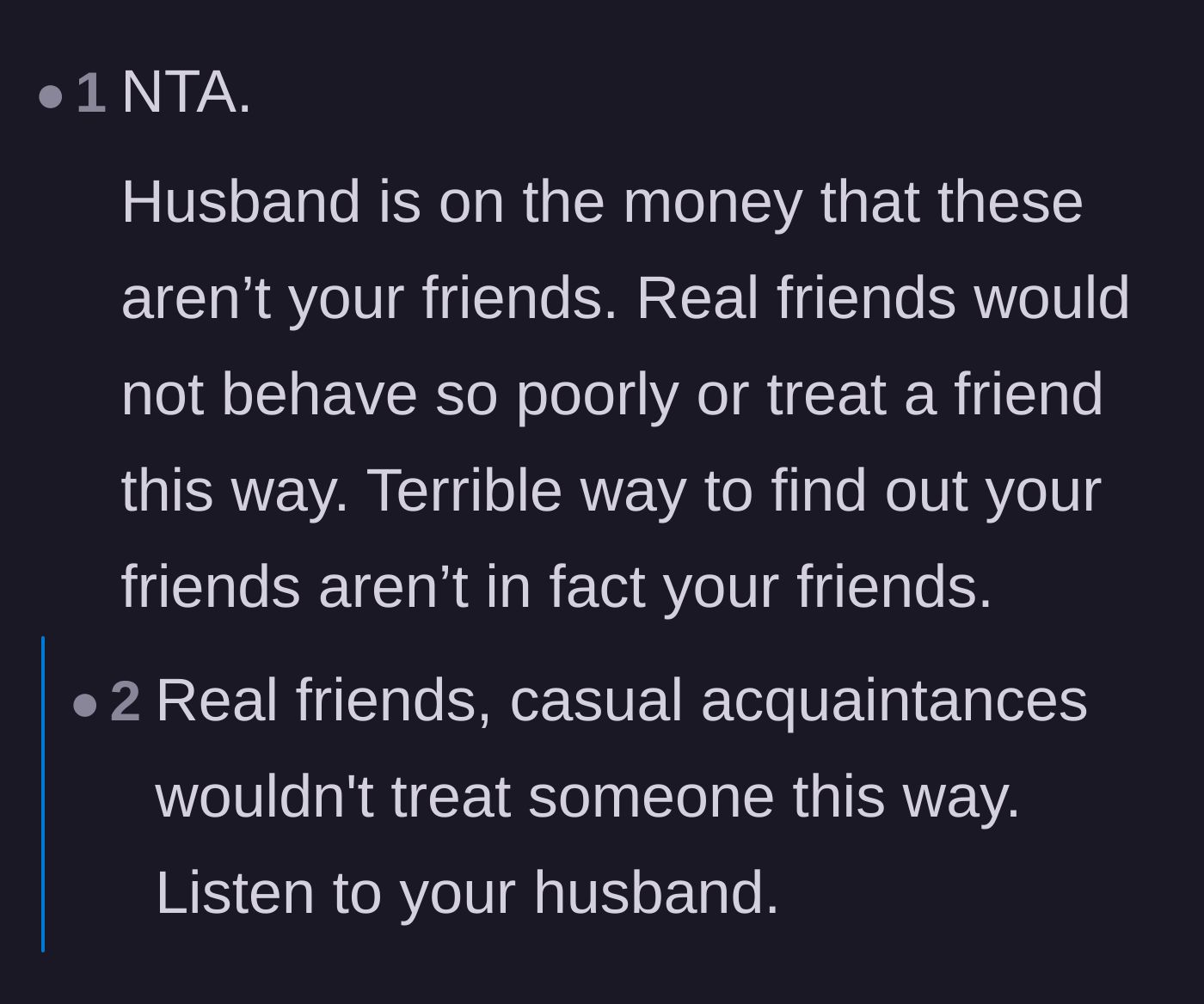 Comment thread 3 - Discussion highlighting that even casual acquaintances wouldn't treat someone this poorly.