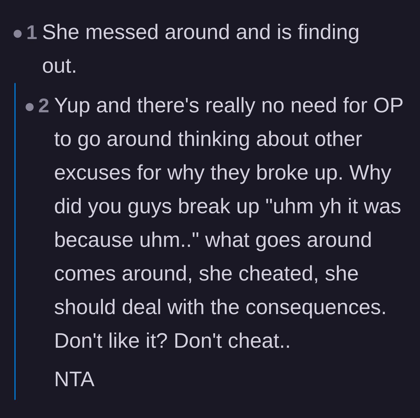 Comment thread 4 - Comments celebrating that the ex is finally facing the consequences of her actions