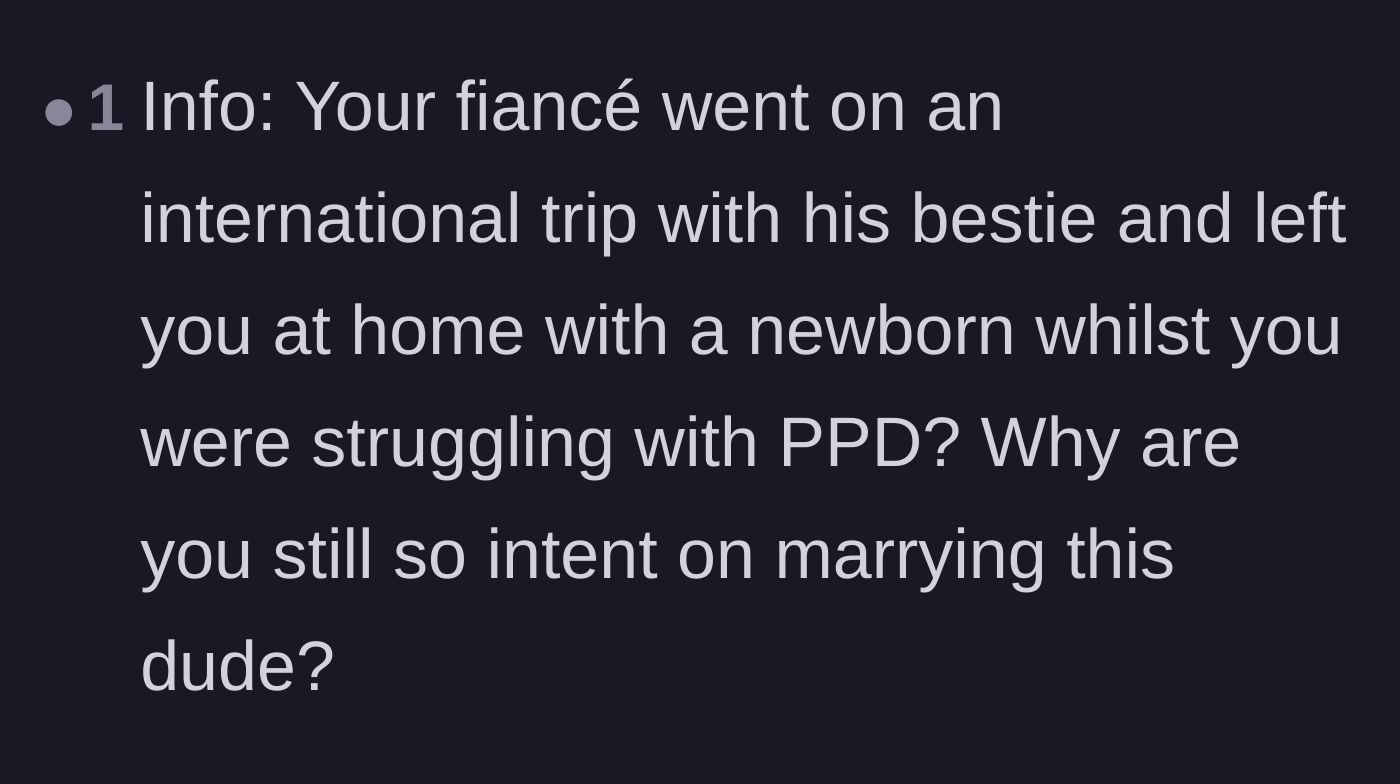 Comment thread 3 - A direct question asking why the bride still wants to marry a man who abandoned her during postpartum.