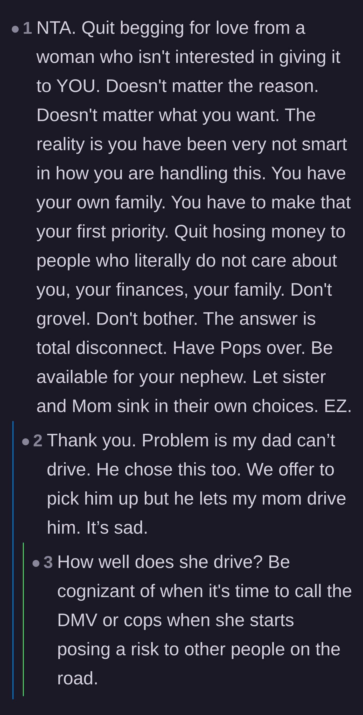 Comment thread 2 - Discussion about how the father also made his own choice to stay in a chaotic situation.