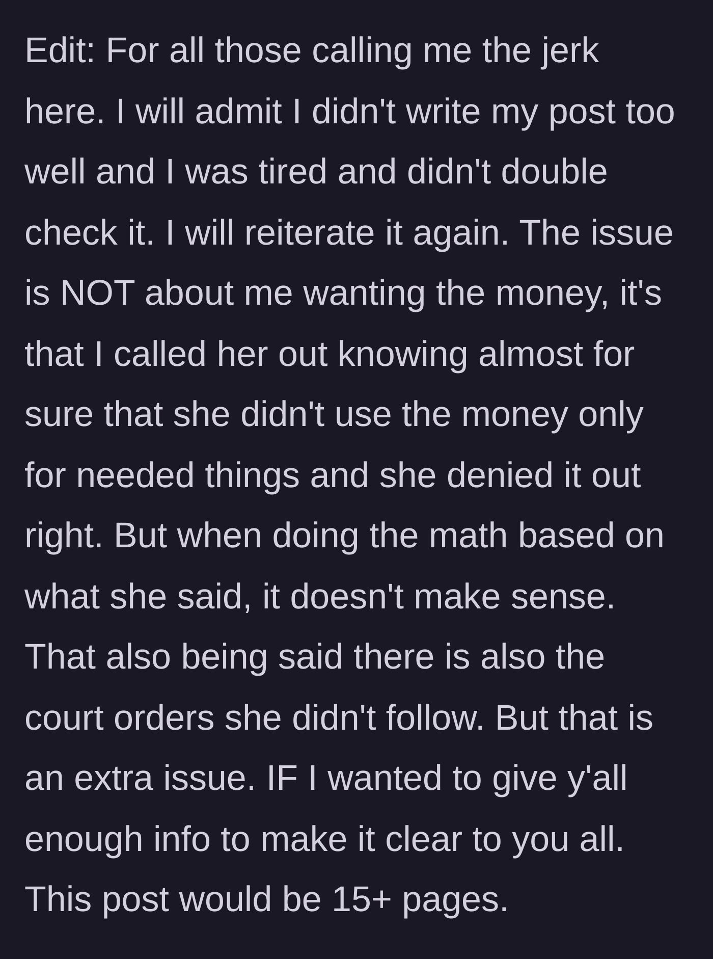 Story part 6 - Daughter defends herself against critics, reiterating the core issue of lies and ignored court orders.