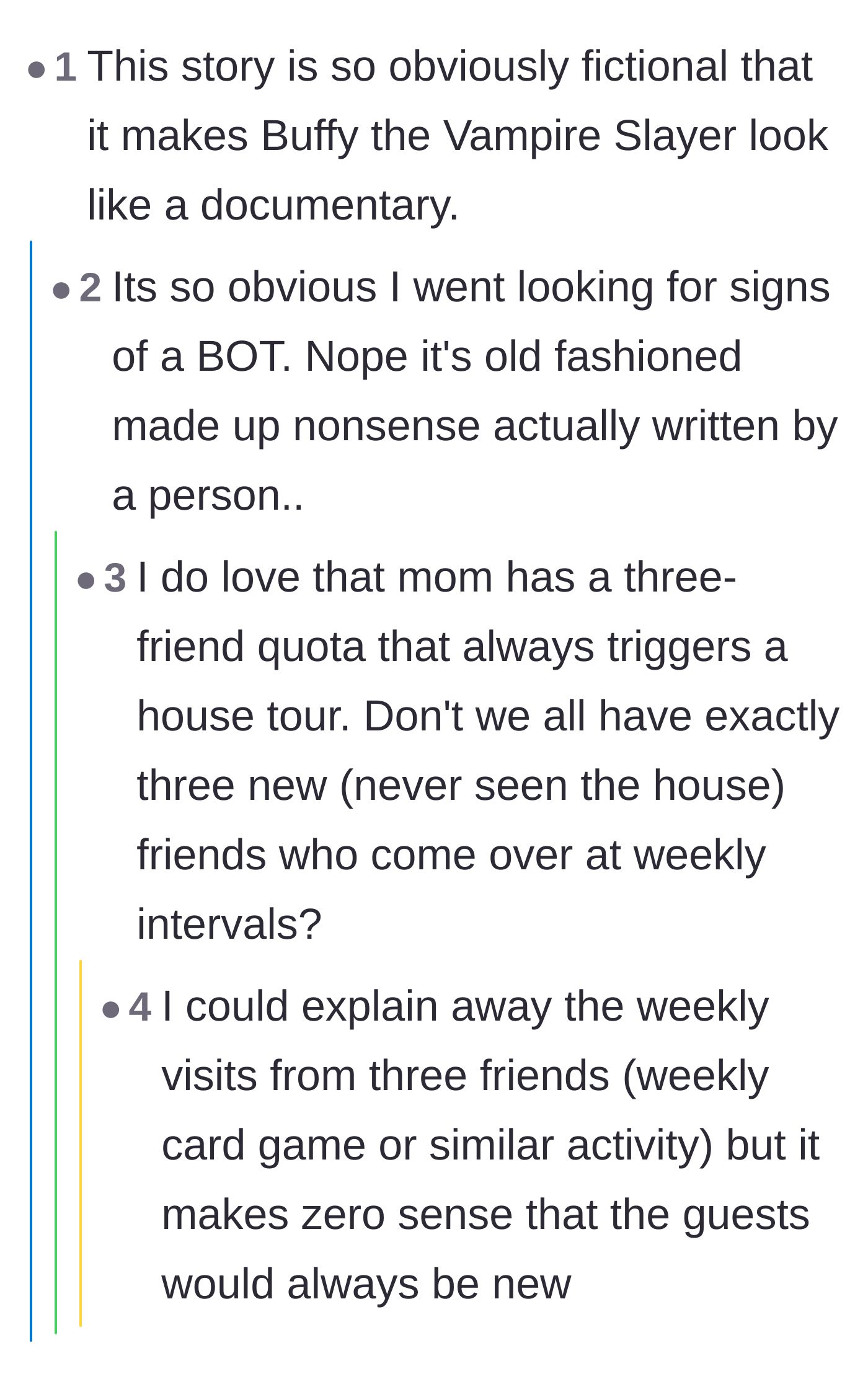 Comment thread 5 - Readers joking that the story is completely made up and comparing it to a fantasy show.