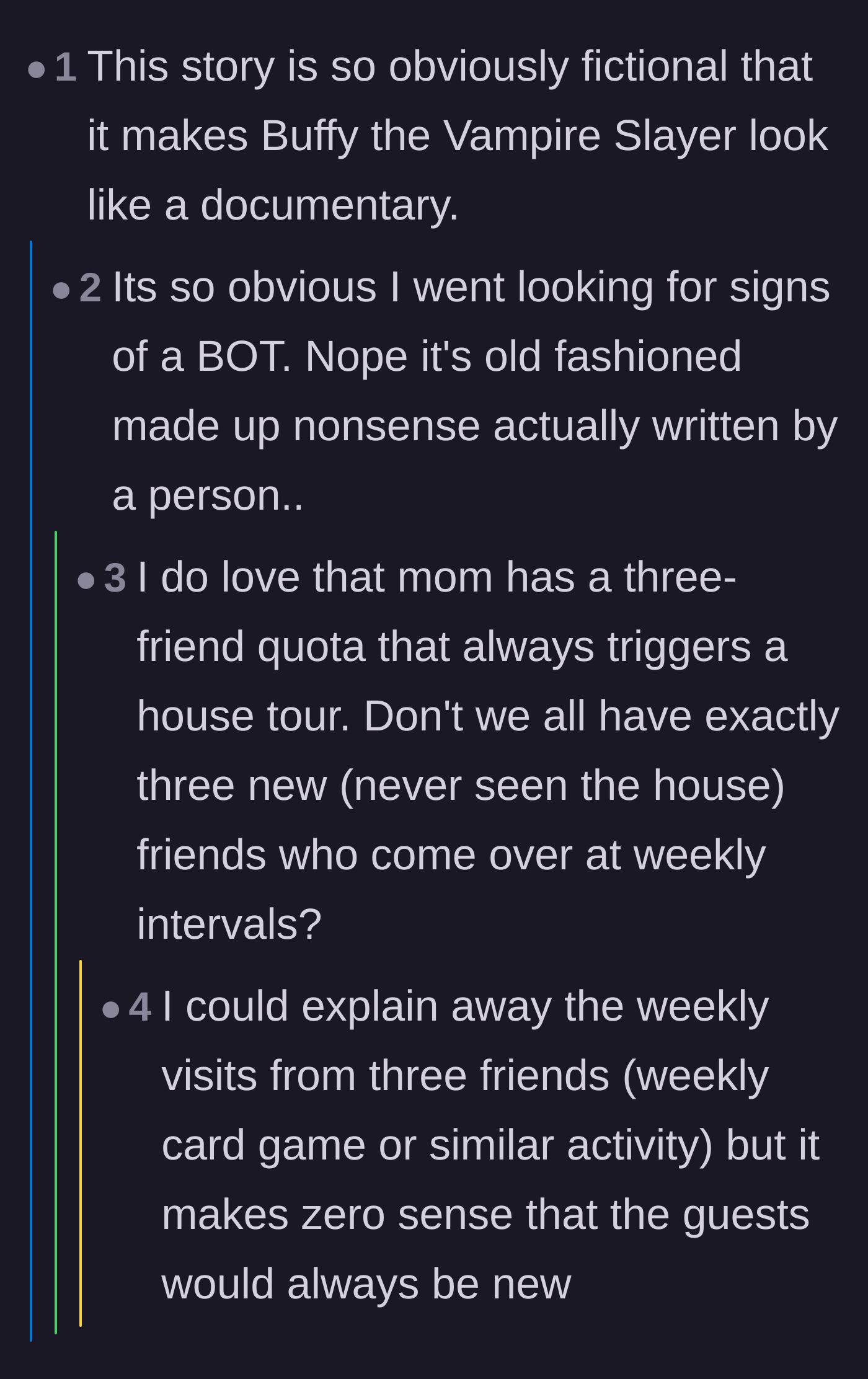 Comment thread 5 - Readers joking that the story is completely made up and comparing it to a fantasy show.