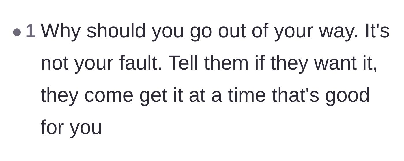 Comment thread 5 - Advice to make the company pick up the mail strictly on the former employee's own schedule.