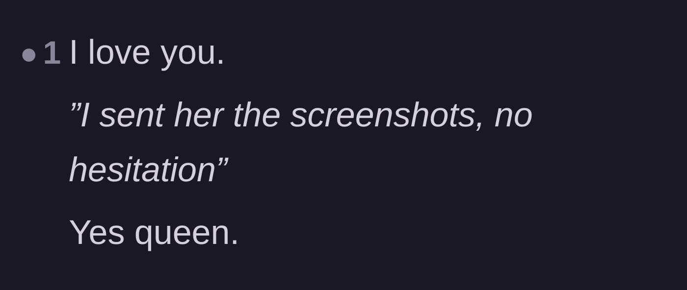 Comment thread 4 - A reader enthusiastically praising the narrator for sending the screenshots without any hesitation.
