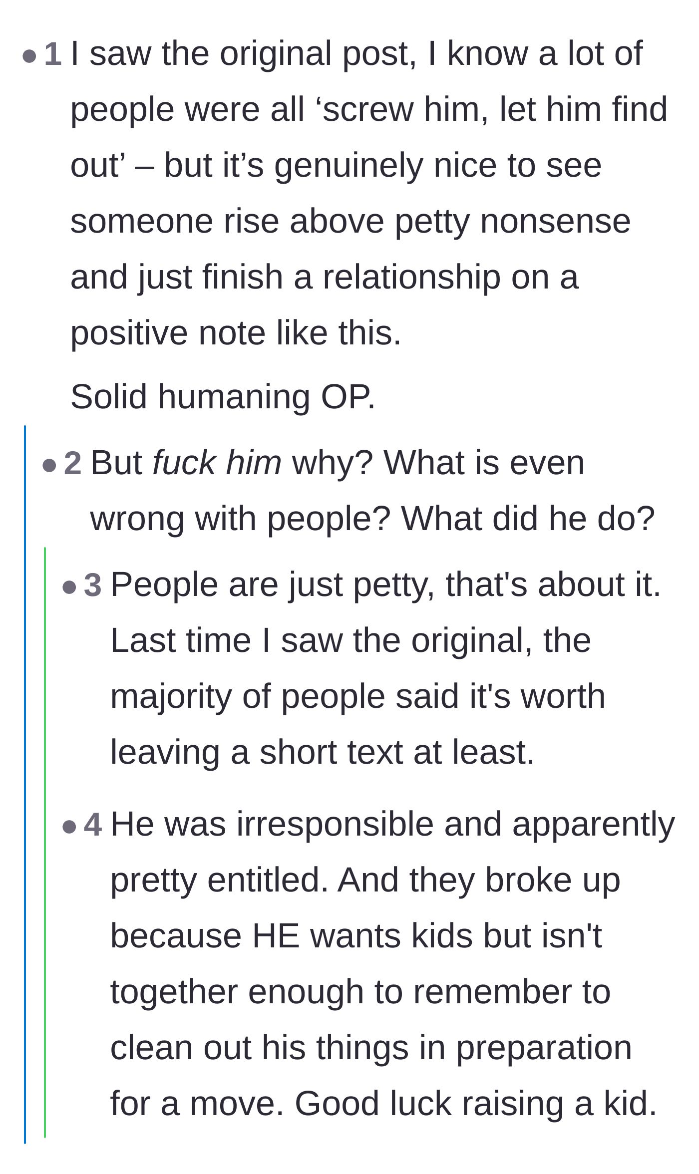 Comment thread 2 - A massive debate where commenters meticulously shut down a lone defender claiming there's a gender double standard.