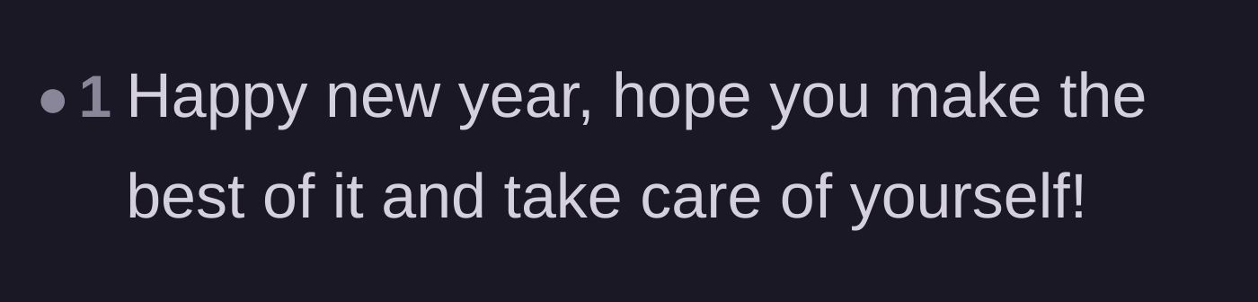 Comment thread 3 - A wholesome message wishing the original poster a happy new year and a fresh start.