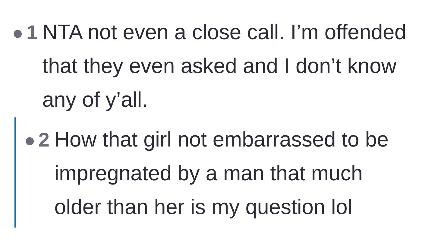 Comment thread 3 - A reader expressing personal outrage that the ex would even ask this, questioning the girlfriend's lack of shame.