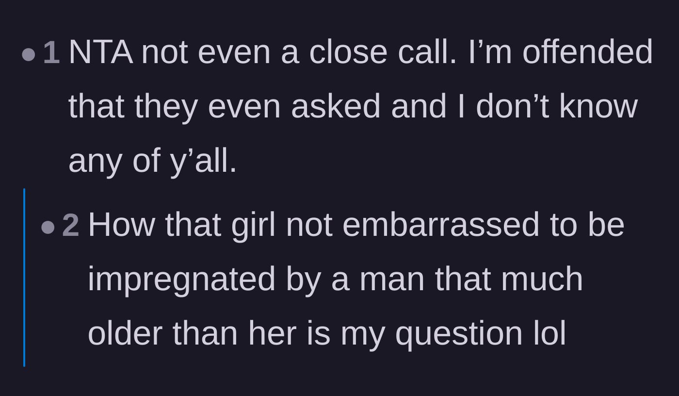 Comment thread 3 - A reader expressing personal outrage that the ex would even ask this, questioning the girlfriend's lack of shame.