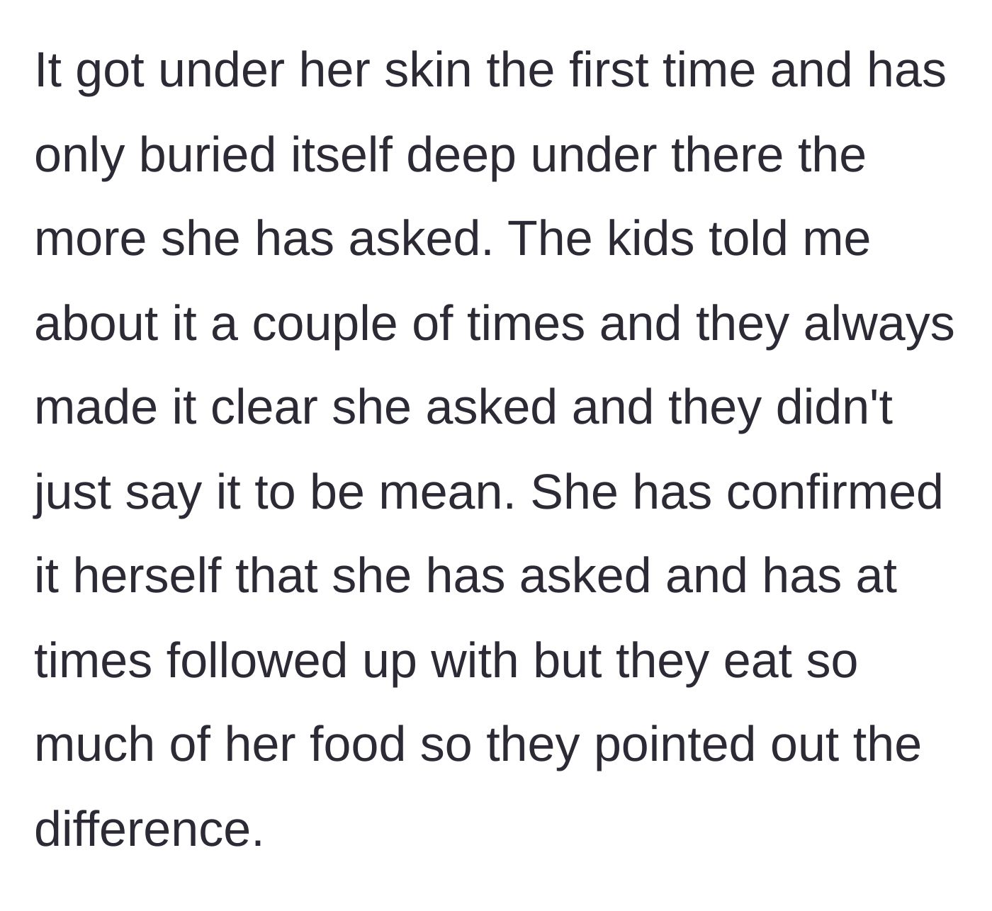 Story part 6 - The stepmom's growing frustration as the kids continue to honestly report that they prefer their mother's meals because they taste better.