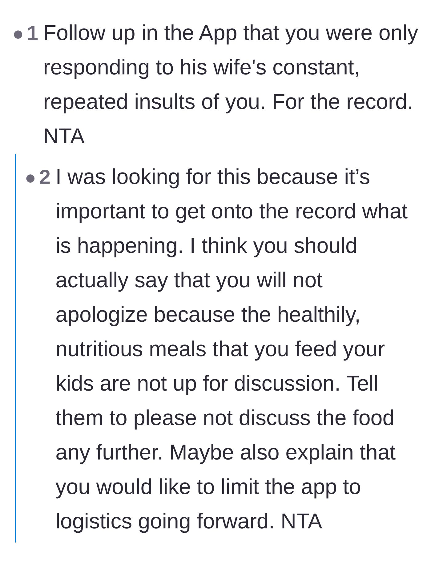 Comment thread 3 - Advice on documenting the stepmom's harassment in the co-parenting app to build a paper trail against potential parental alienation.