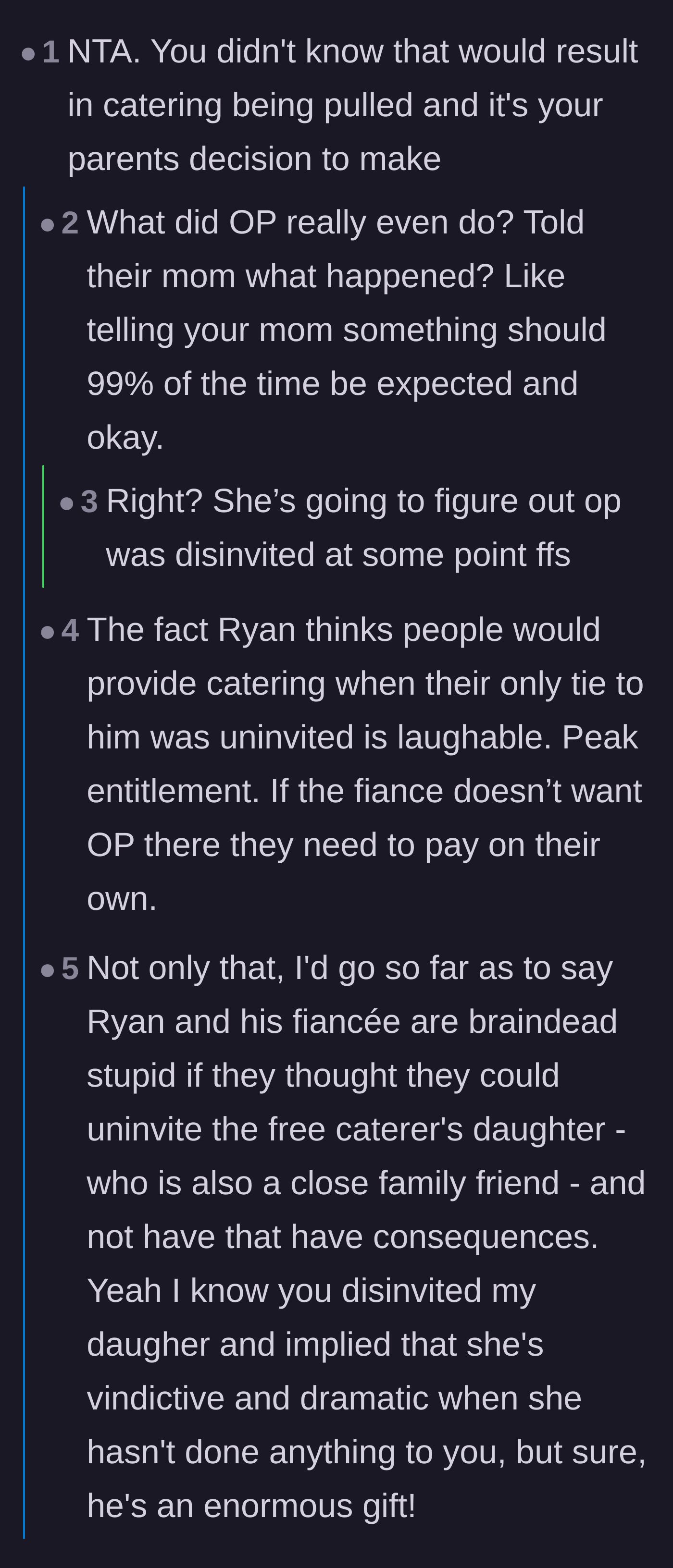 Comment thread 1 - Readers laughing at the groom's complete lack of foresight regarding the free catering