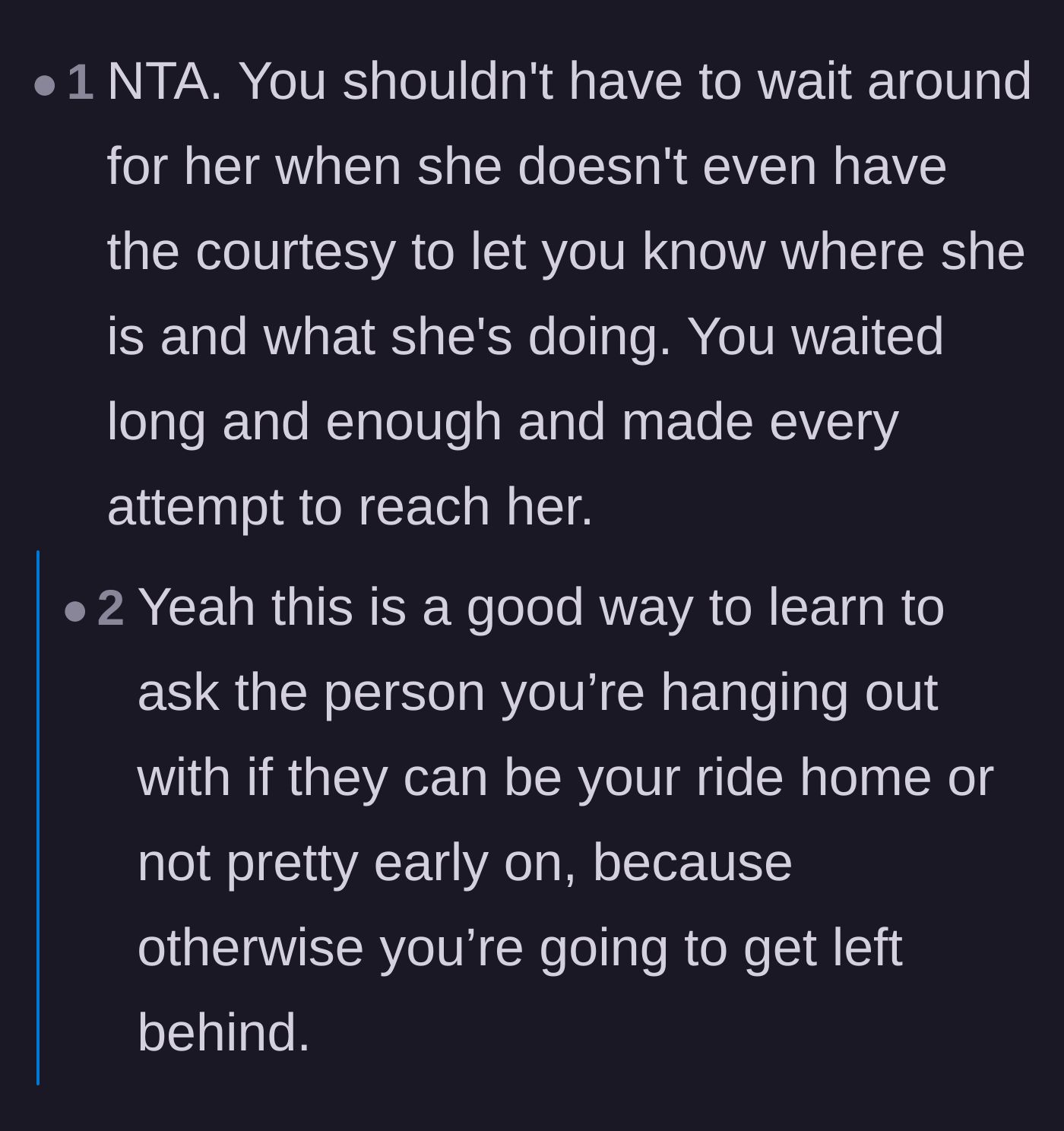 Comment thread 5 - A commenter emphasizes that no one is obligated to wait indefinitely for someone who refuses to communicate.