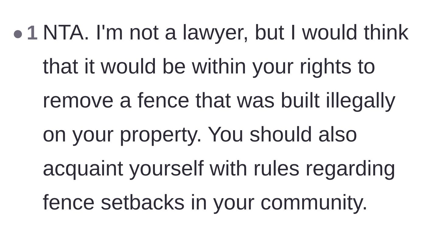 Comment thread 2 - Suggestions to check local setback rules and tear down the illegal structure.