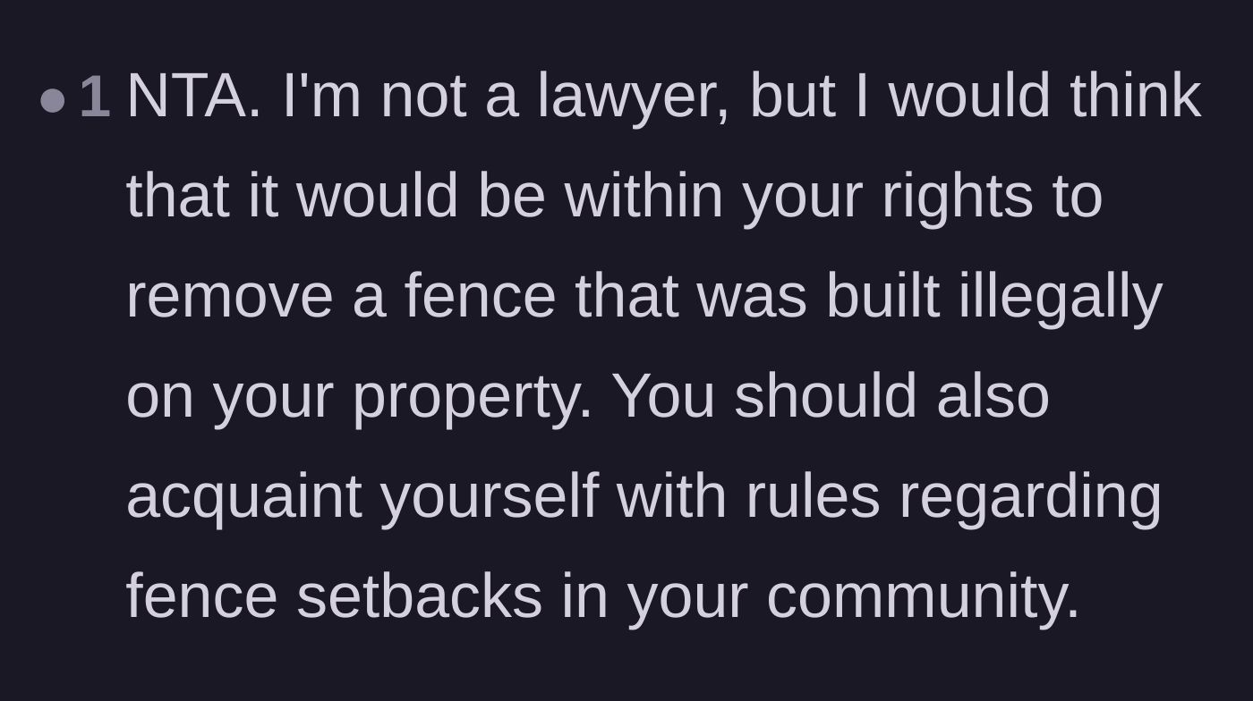 Comment thread 2 - Suggestions to check local setback rules and tear down the illegal structure.