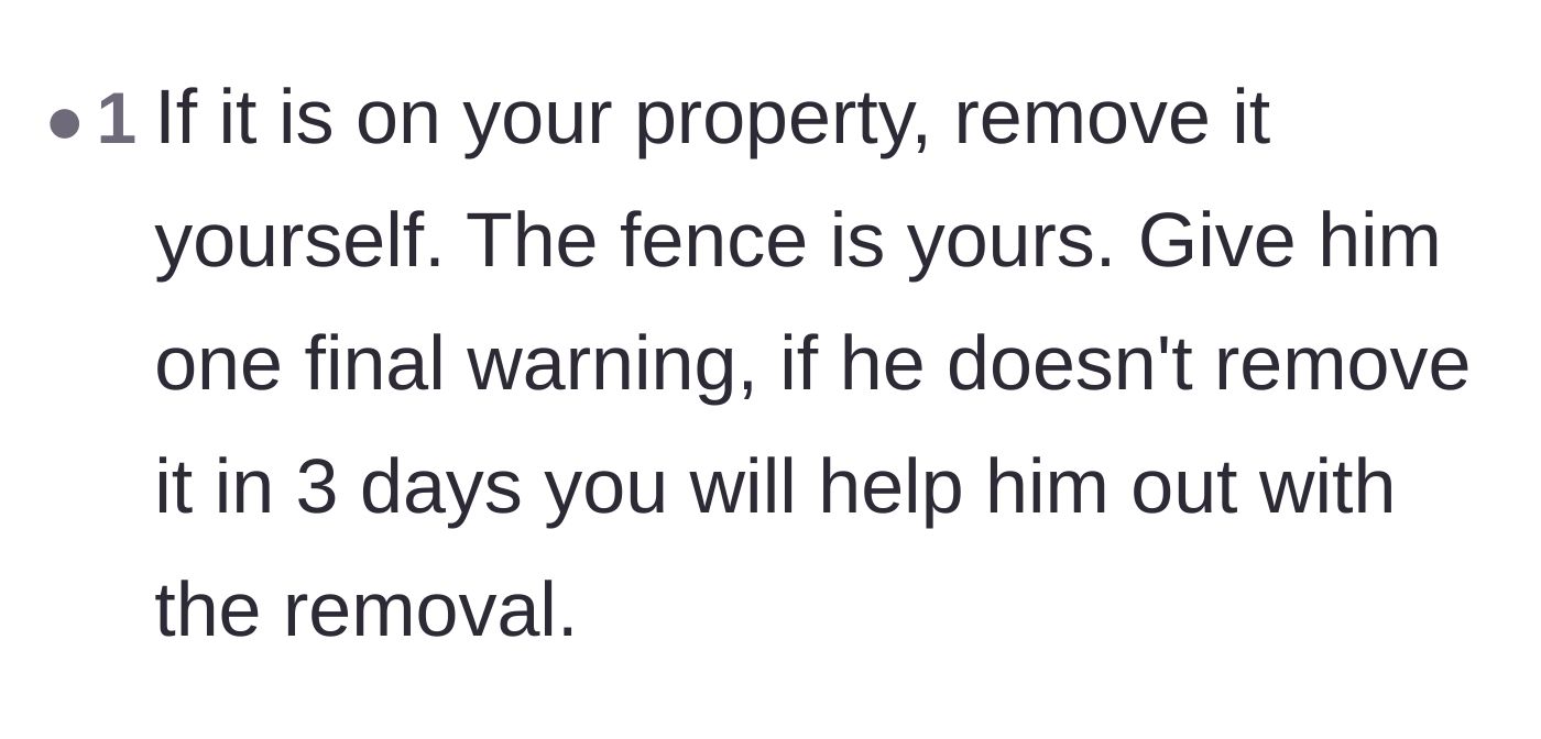Comment thread 3 - Recommending a three-day final warning before tearing down the fence.