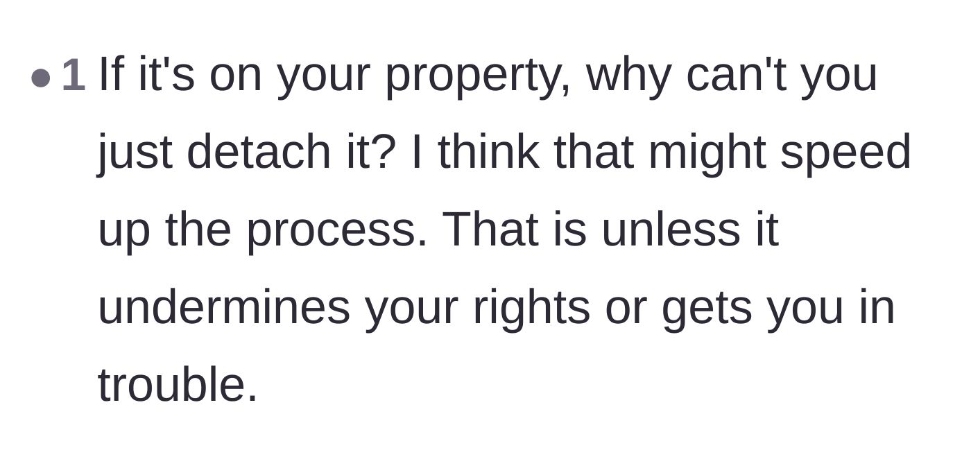 Comment thread 5 - Questions about simply detaching the fence to force the neighbor's hand.