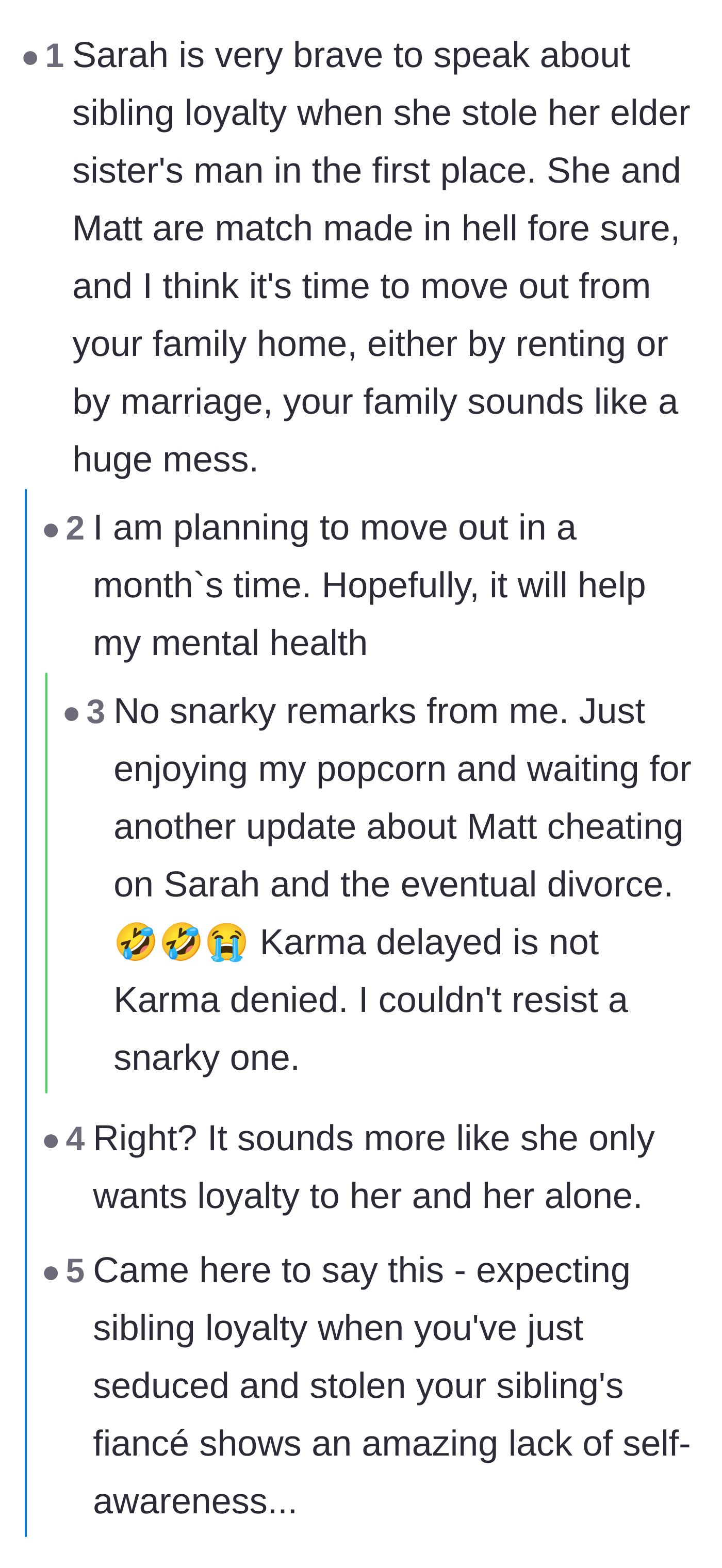 Comment thread 2 - Commenters urge the original poster to move out and mock the cheating couple's inevitable downfall.