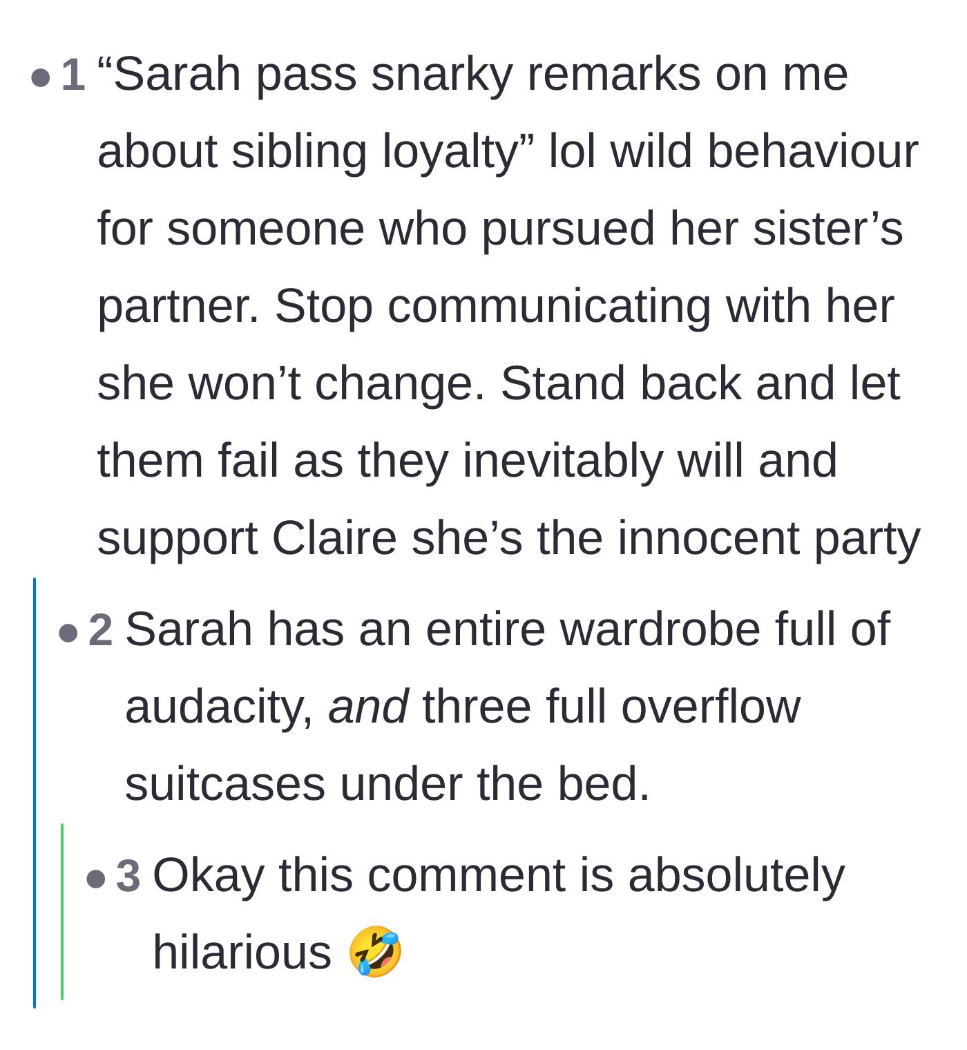 Comment thread 3 - A humorous take on the sheer volume of audacity the sister possesses.