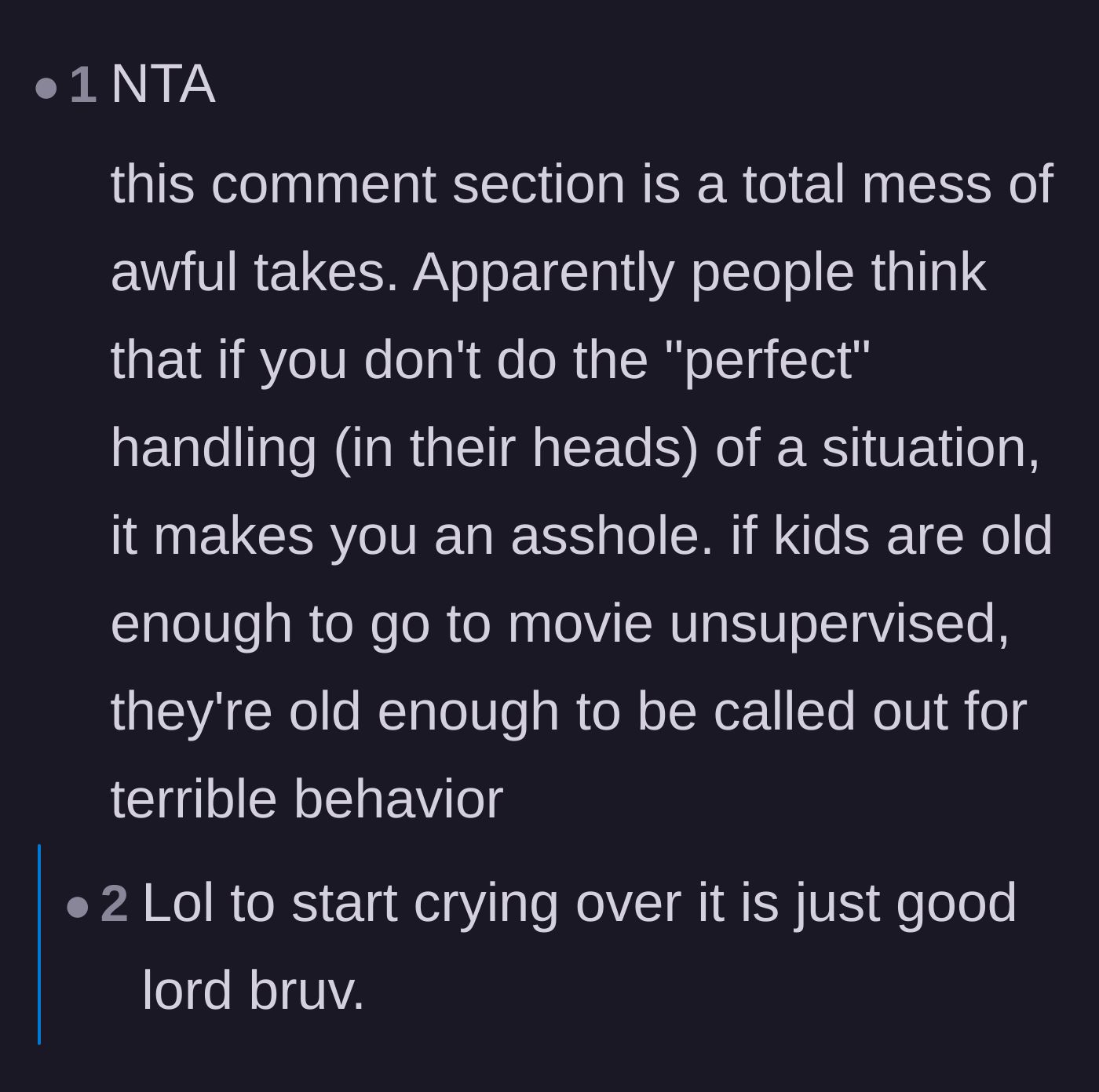 Comment thread 4 - A fiery defense of the author against commenters demanding a perfect, polite reaction to bad behavior.