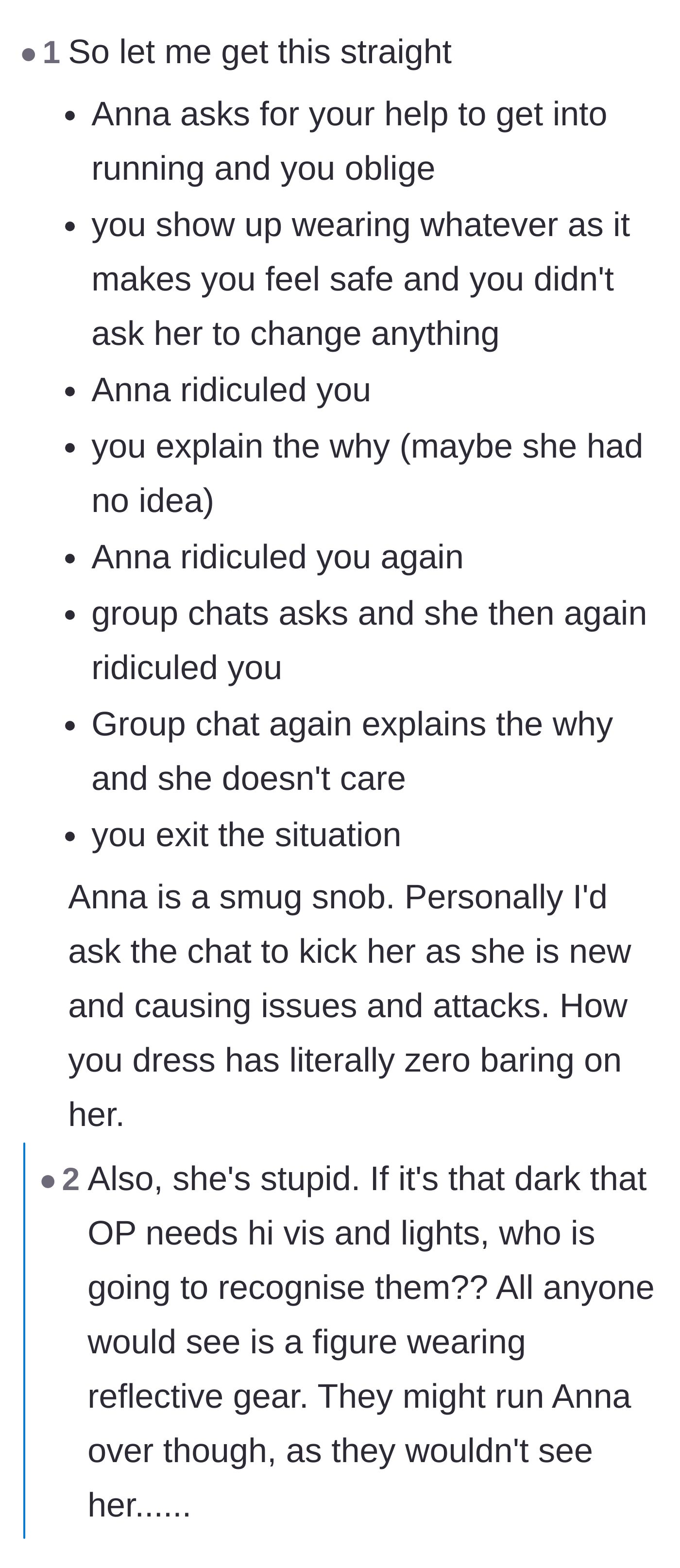 Comment thread 6 - A step-by-step breakdown of the coworker's escalating disrespect and a call for her removal from the group.