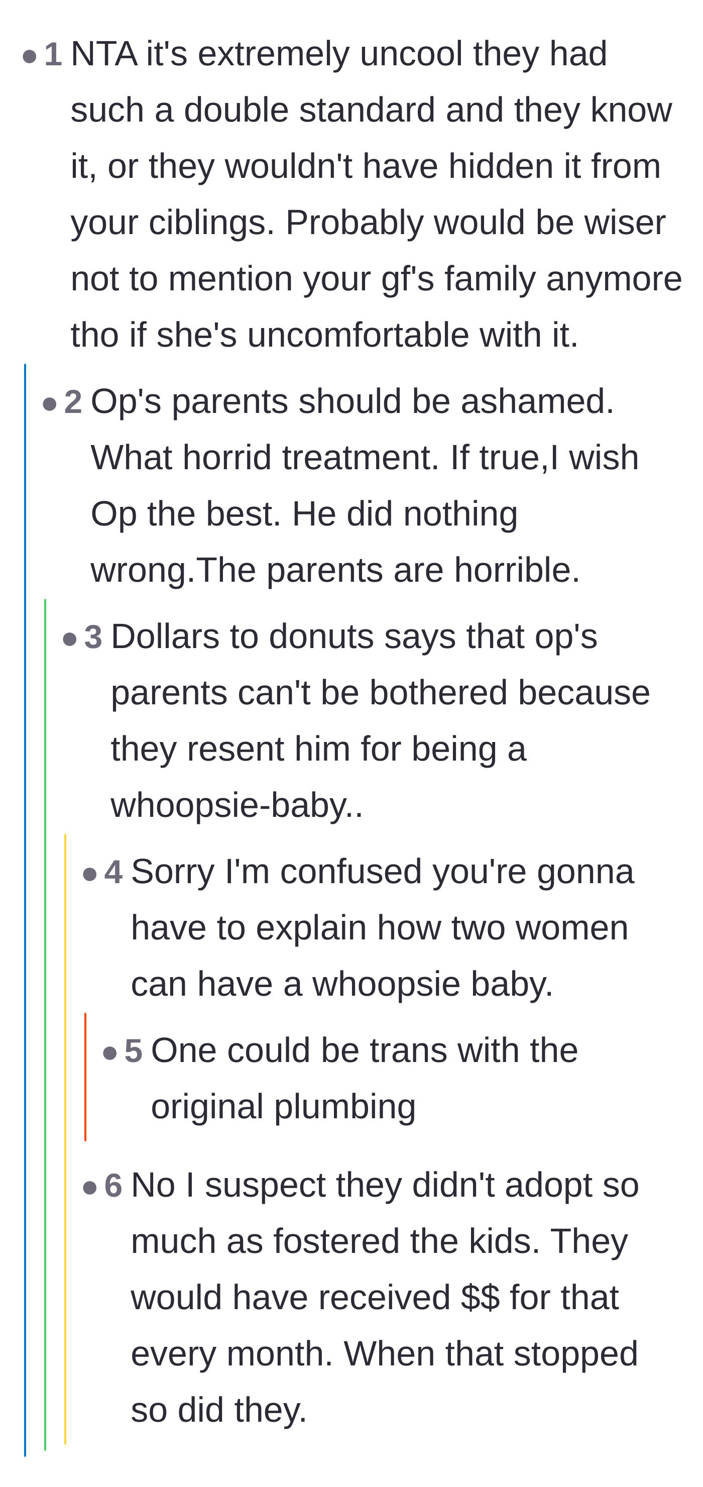 Comment thread 1 - Readers speculate on the hidden reasons behind the parents' financial abandonment, including foster care stipends and adoption dynamics.