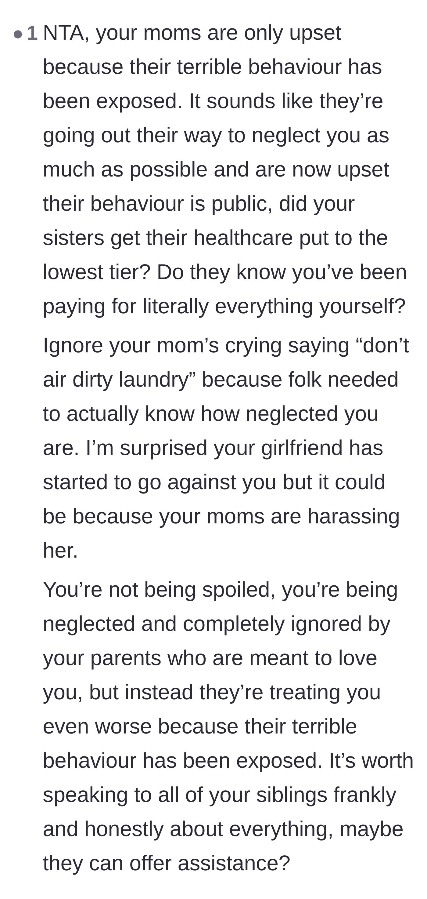 Comment thread 3 - A commenter points out that the mothers are only upset because their structural neglect was made public.
