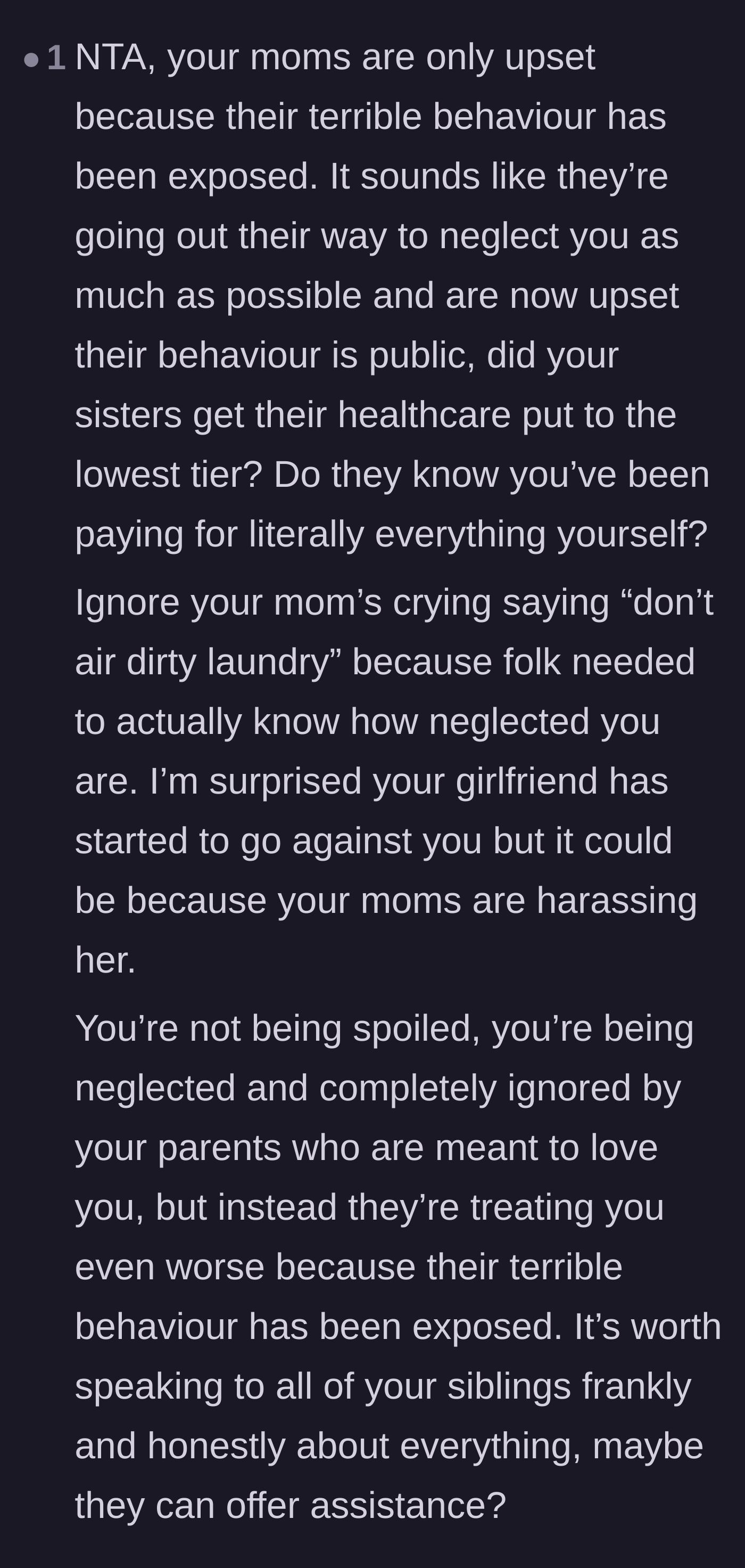 Comment thread 3 - A commenter points out that the mothers are only upset because their structural neglect was made public.