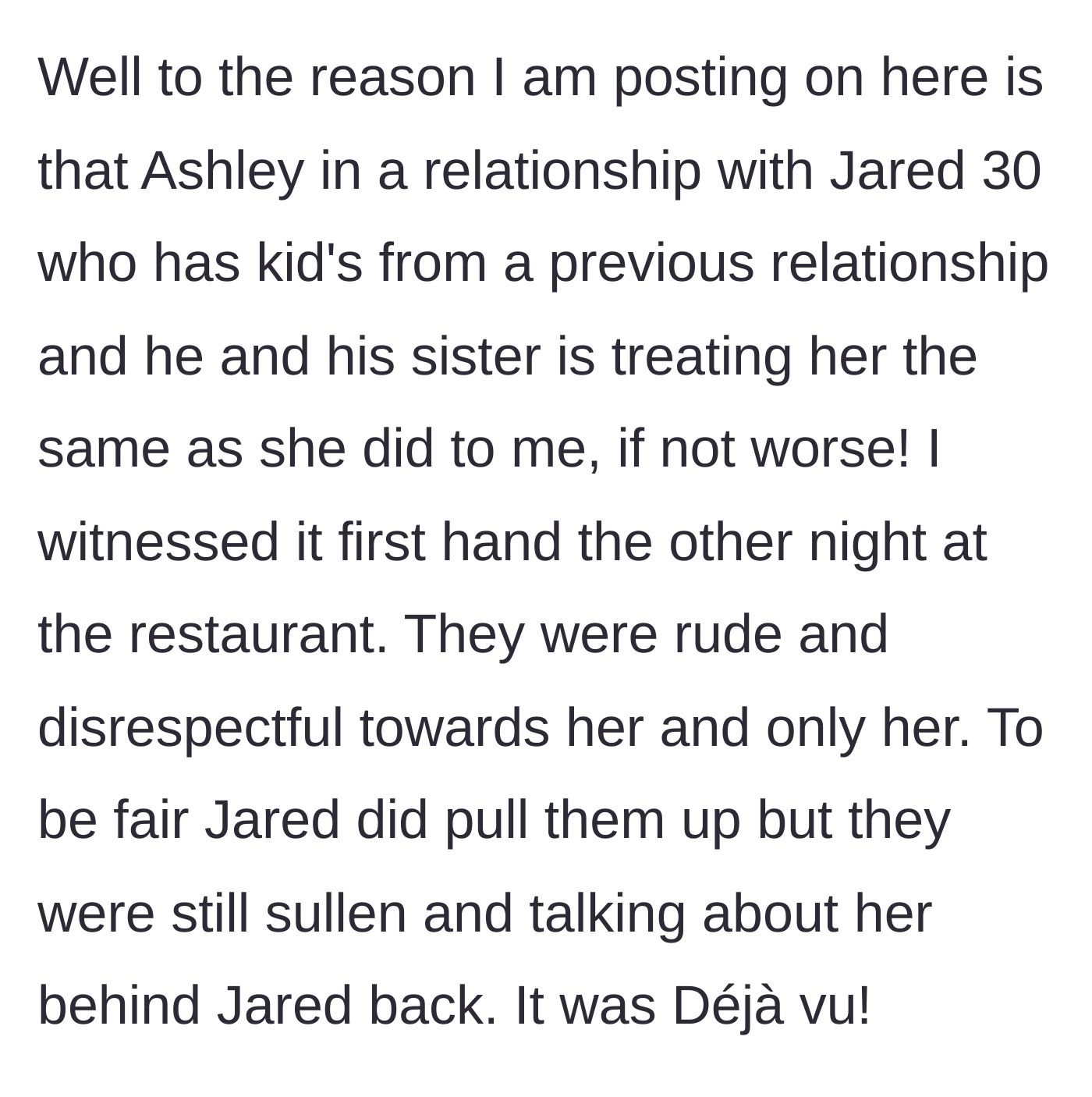 Story part 3 - The adult stepdaughter is bullied by her new boyfriend's children at a restaurant.