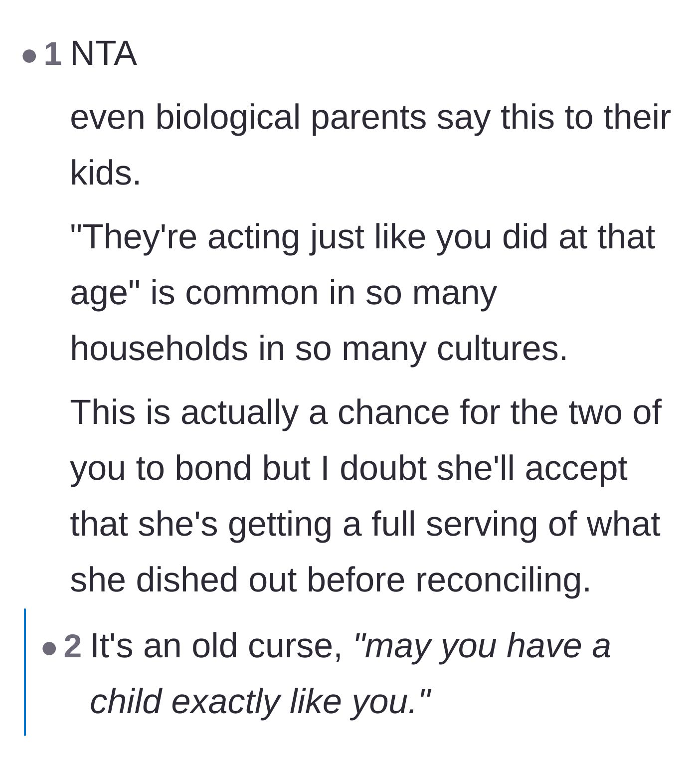 Comment thread 1 - Commenters discussing the universal curse of parents wishing their difficult children to have kids exactly like themselves