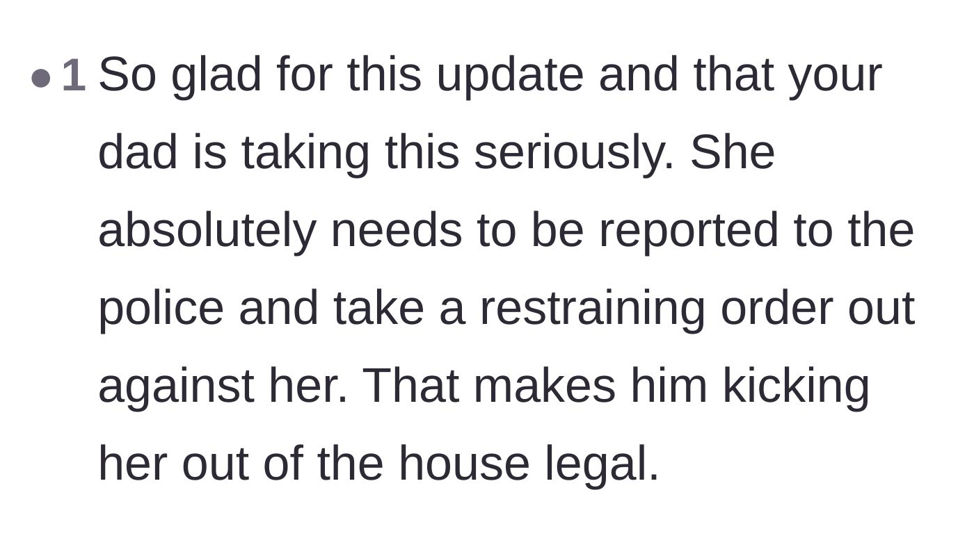 Comment thread 5 - Legal advice regarding police reports and restraining orders for the eviction