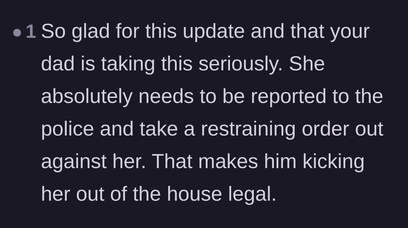 Comment thread 5 - Legal advice regarding police reports and restraining orders for the eviction