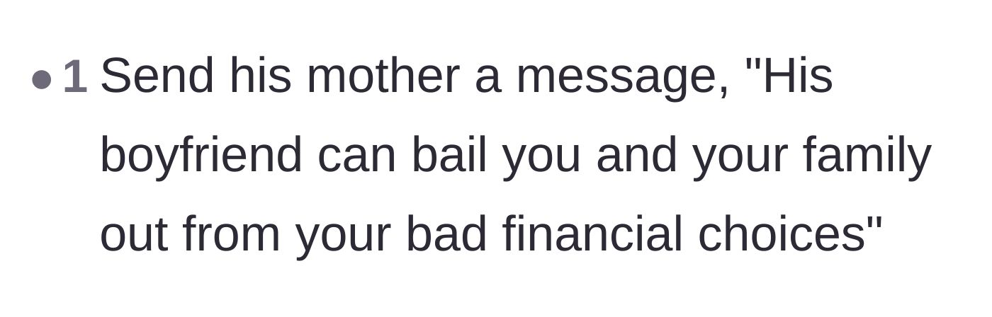 Comment thread 3 - A deeply petty but satisfying suggestion for what to text the ex-mother-in-law about her financial woes.