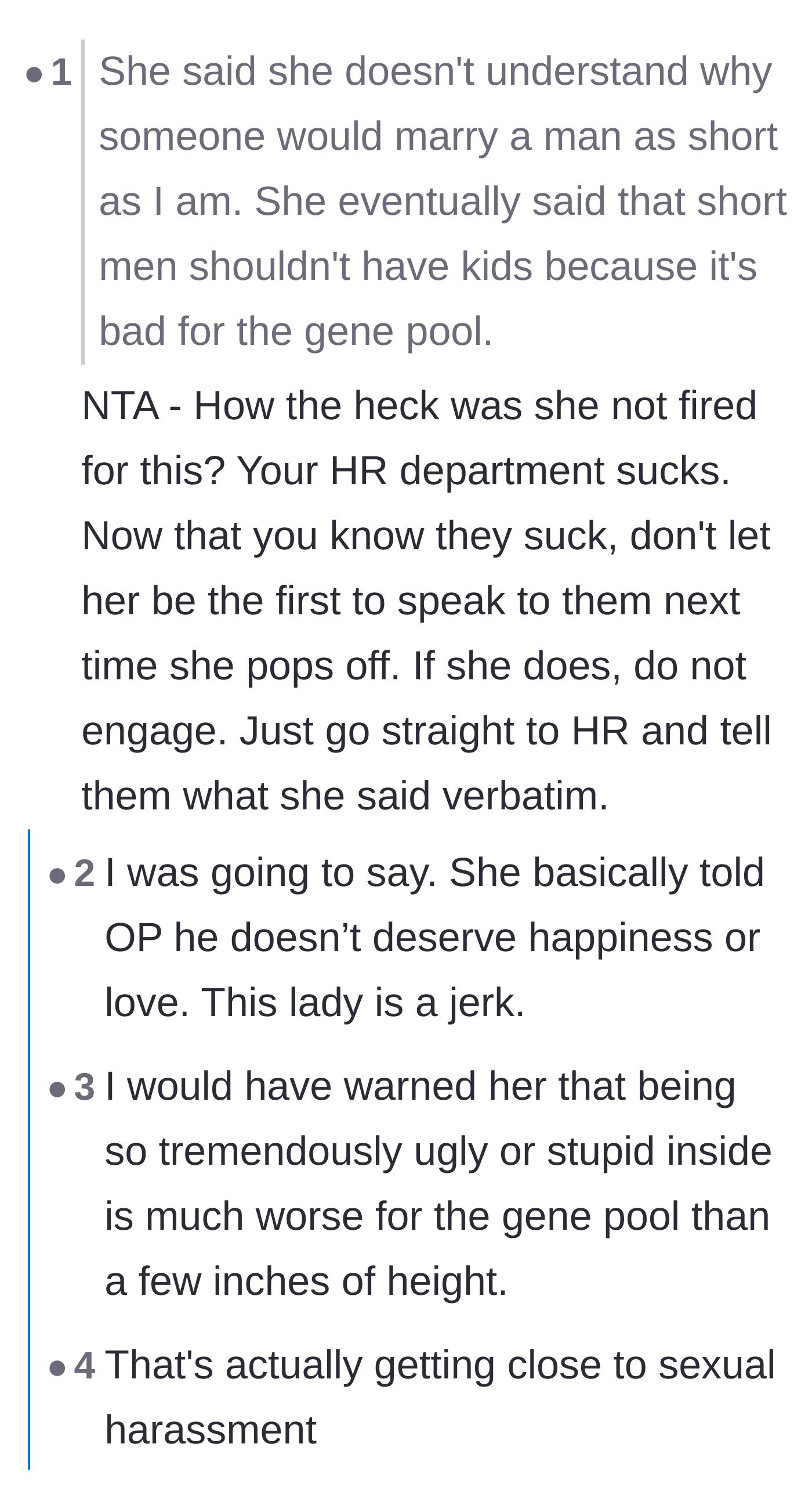 Comment thread 2 - Outrage over the HR department's lenient response to a frankly fireable offense.