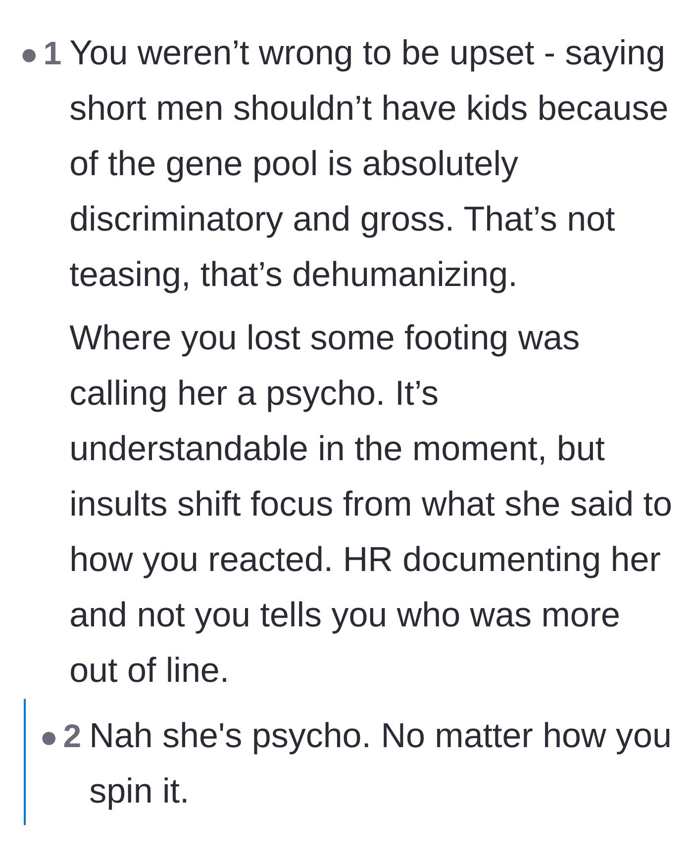 Comment thread 4 - A debate over tone-policing victims and the unrealistic demand for a perfect response to bigotry.
