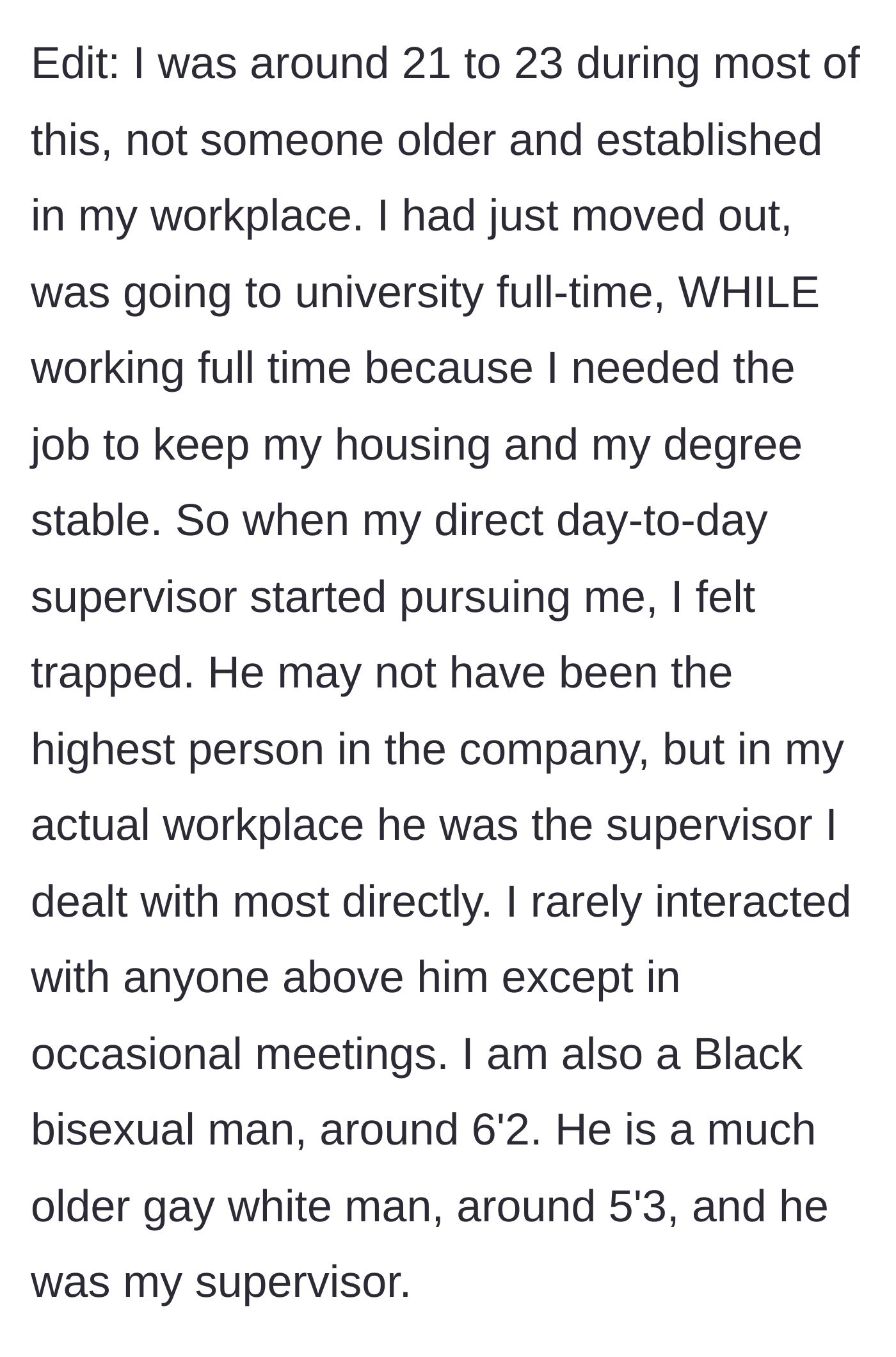 Story part 6 - Highlighting the severe age, racial, and positional power imbalances.